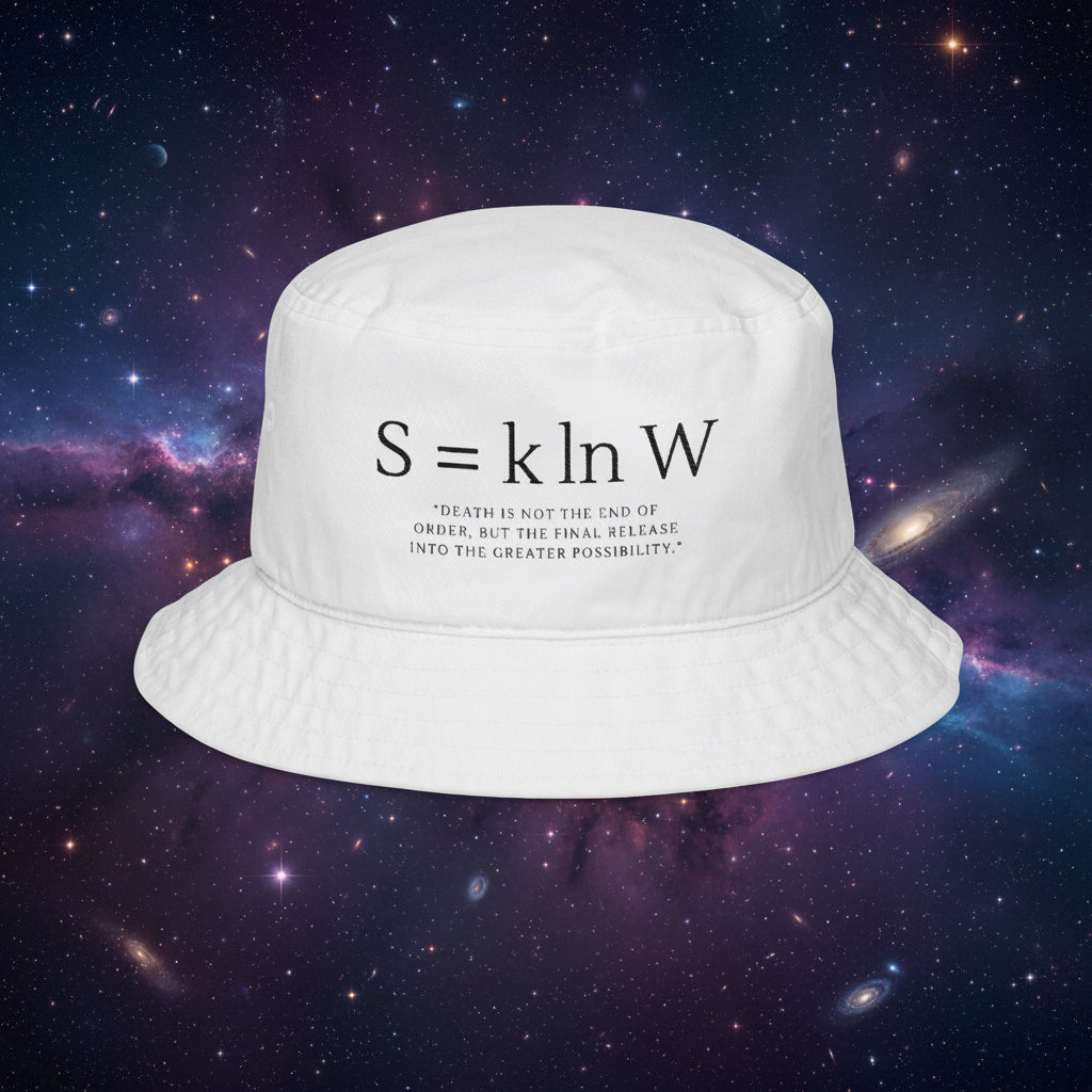 Embroidered 'S = k ln W' Bucket Hat — Thermodynamics Statistical Mechanics Dad Hat