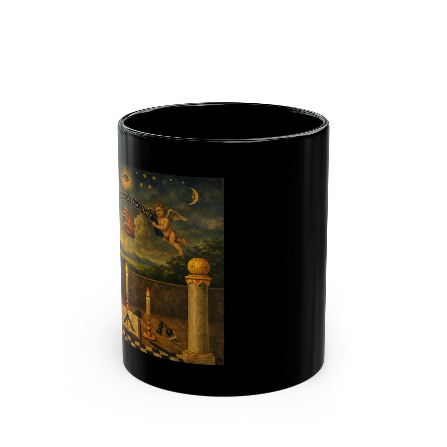 Freemason Imagery Black Ceramic Mug
