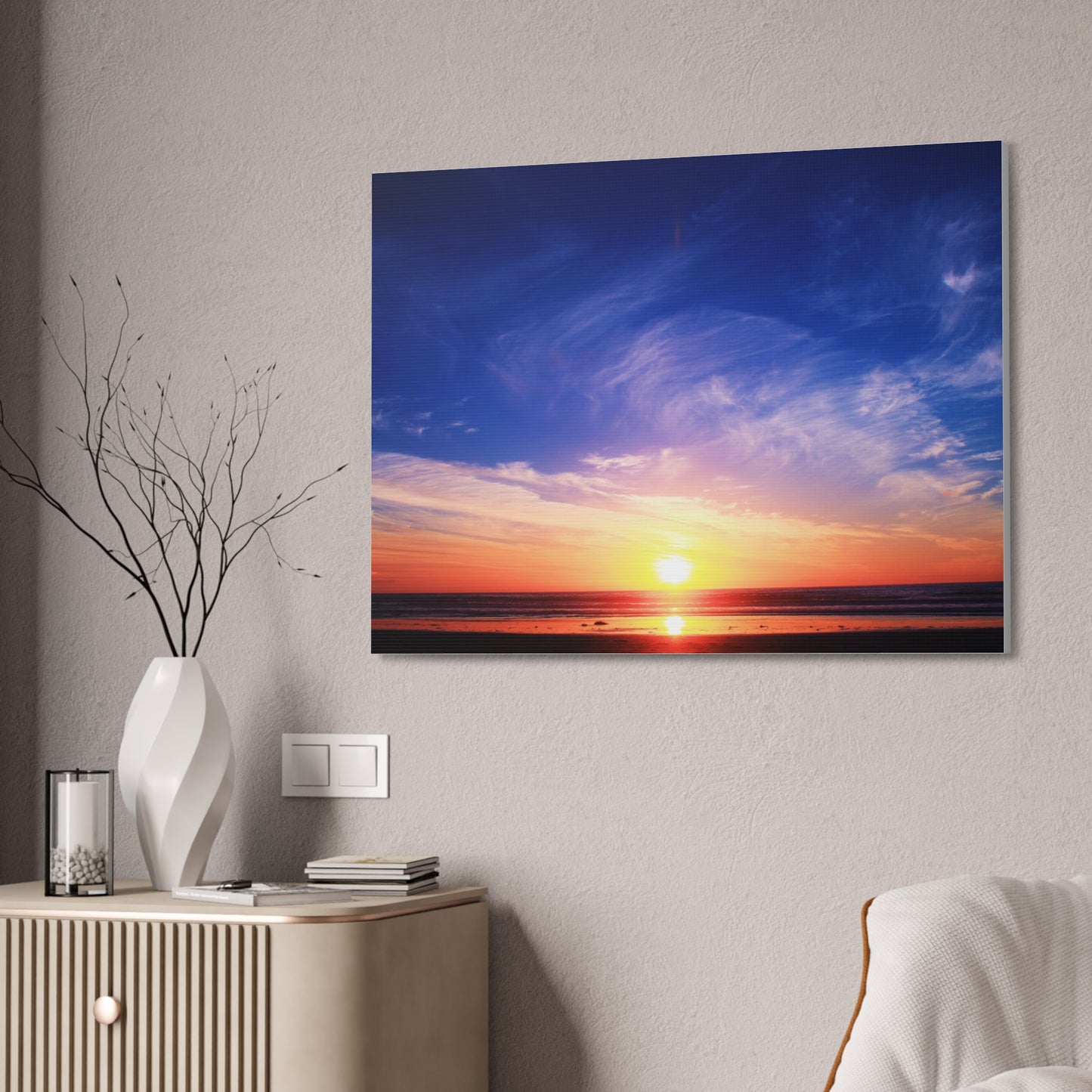 Sunset Ocean Horizon Canvas, Stretched 1.5"