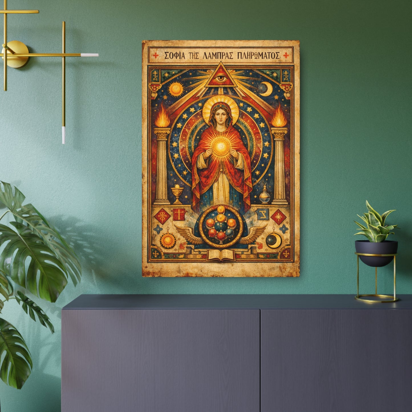 Metal Sign — Vintage Esoteric Icon Art Wall Plaque (Greek Text)