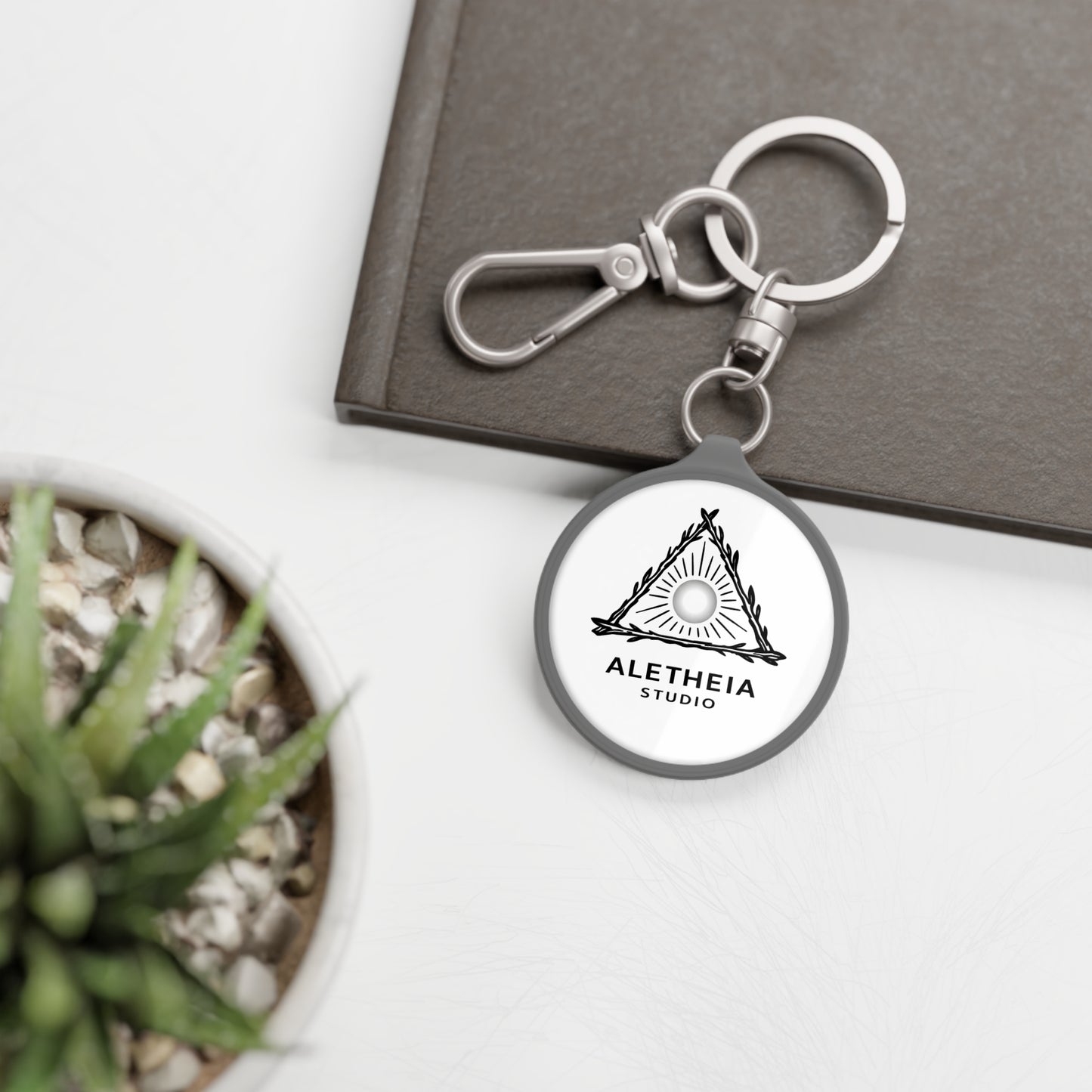 Aletheia Studio Triangle Sun Logo Keyring Tag | Metal Keychain