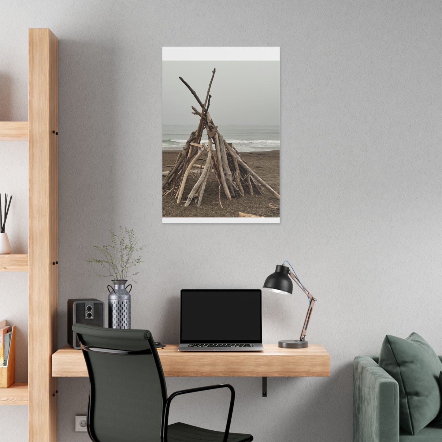 Driftwood Teepee Beach Driftwood Canvas