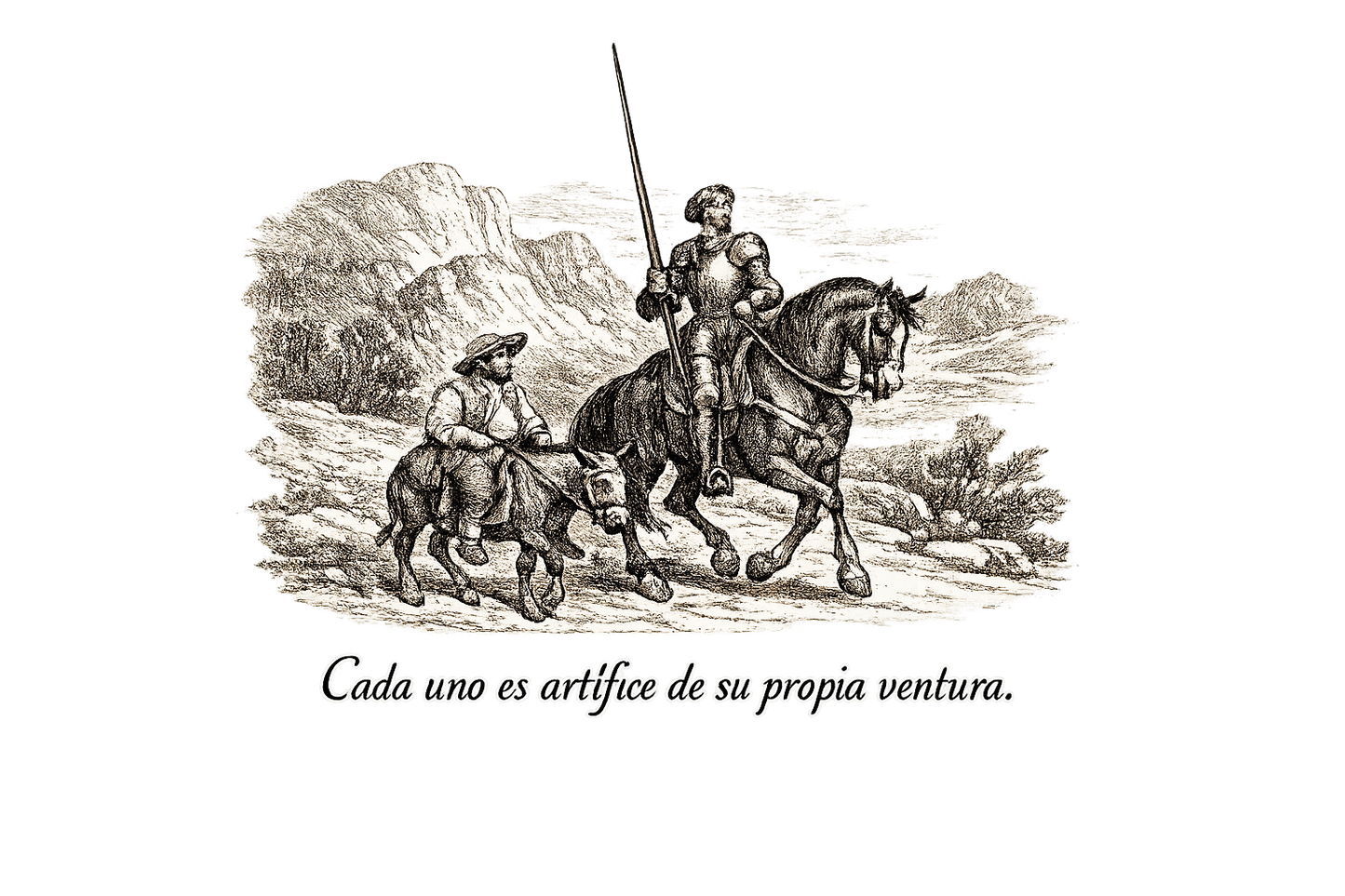 Don Quixote Ceramic Mug – Black Print | Cervantes Quote