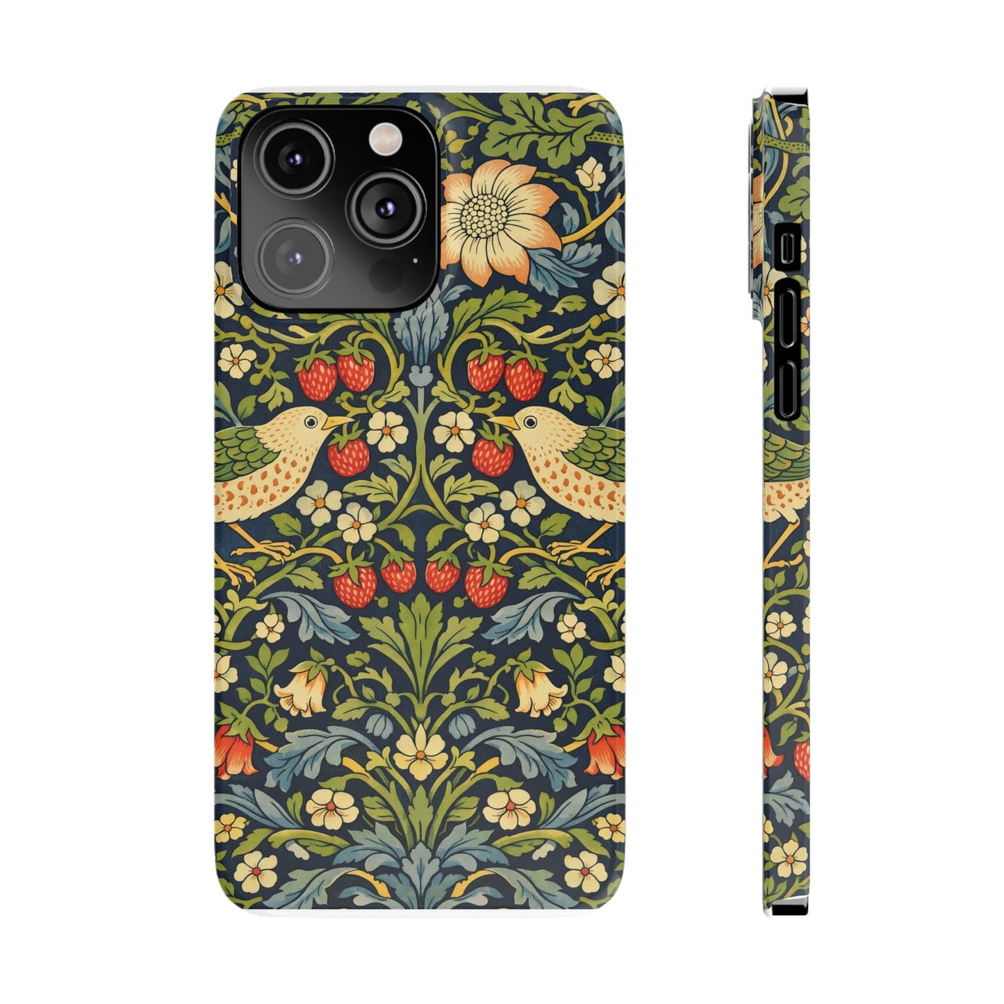 Slim Phone Case — Vintage William Morris Strawberry Thief Floral Pattern