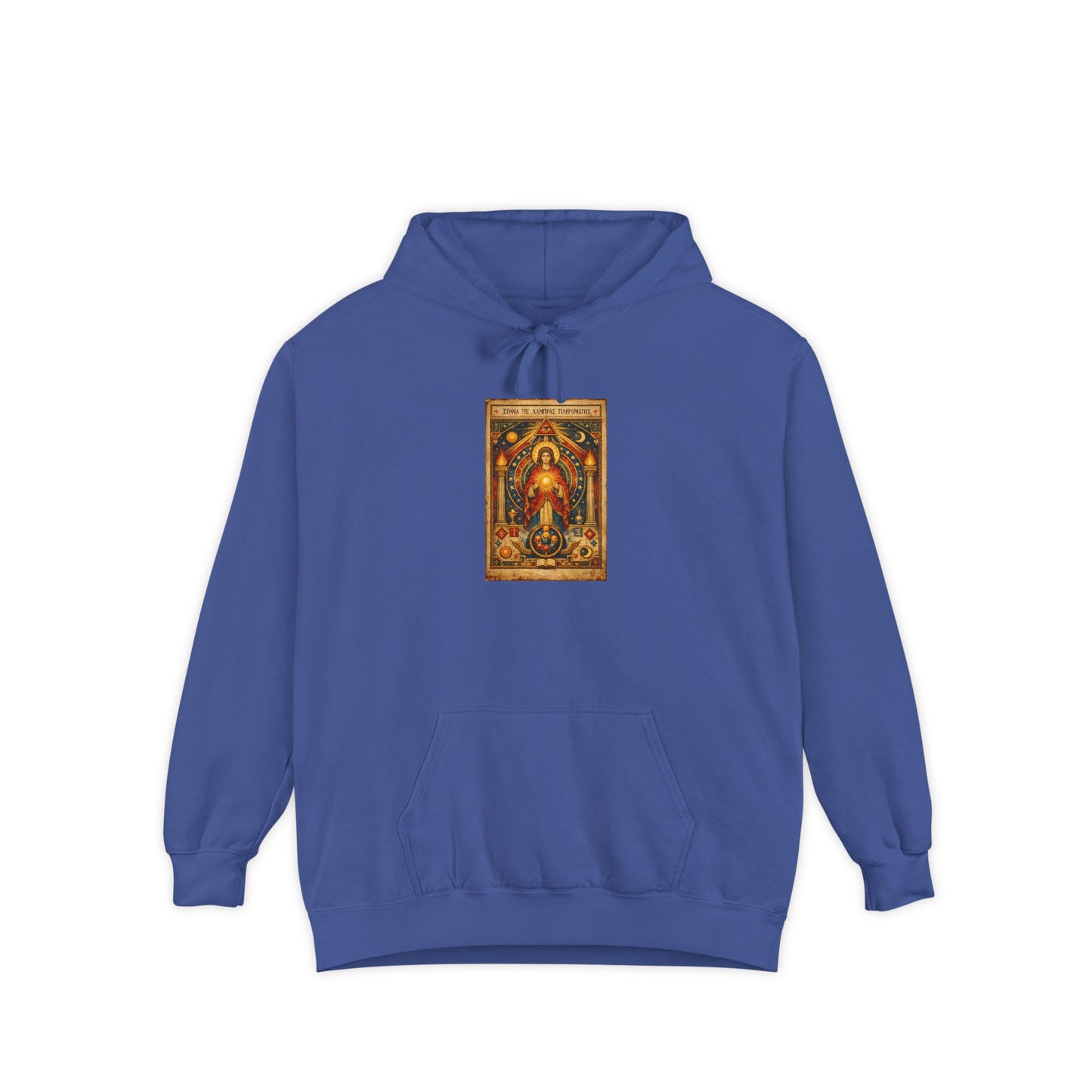 Religious Icon Hoodie — Vintage Gold Madonna Sacred Art Pullover