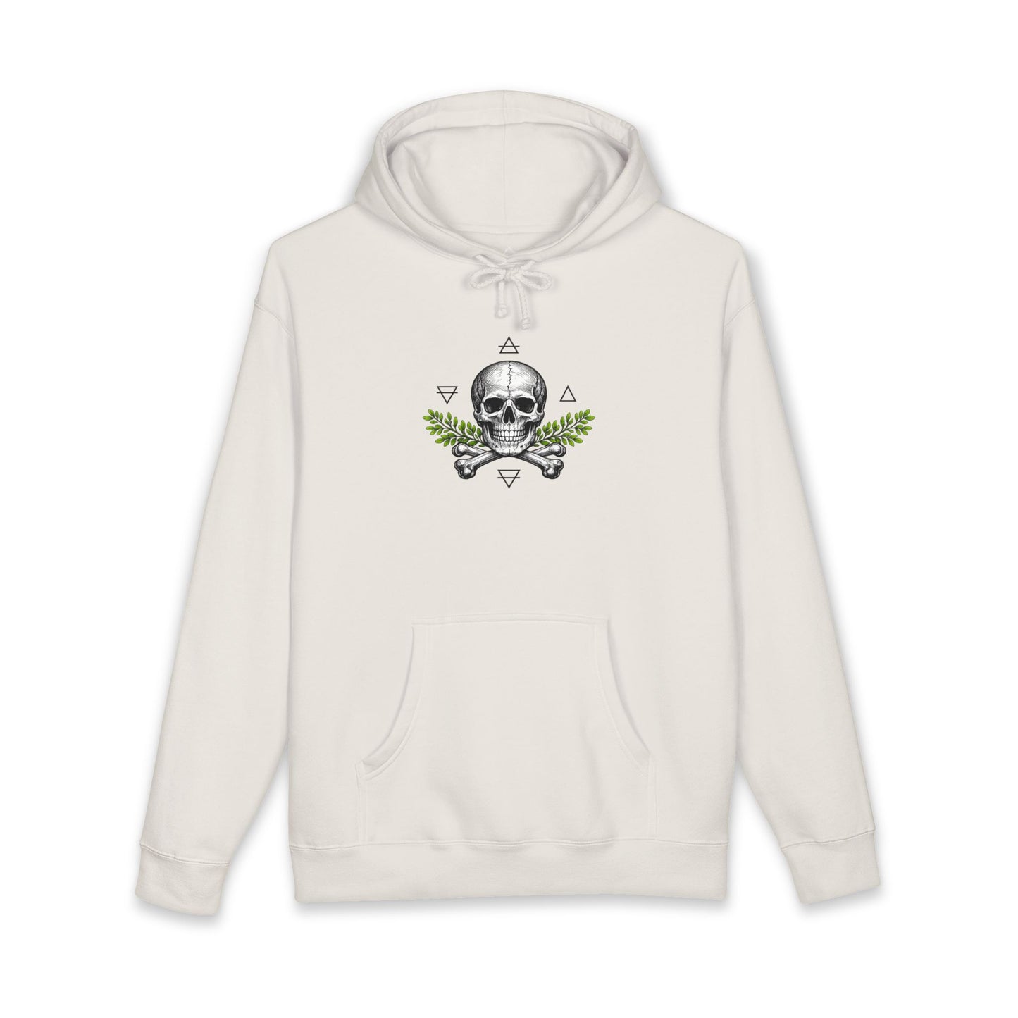 Skull & Acacia Sprig Hoodie — Gothic Skull Graphic Pullover