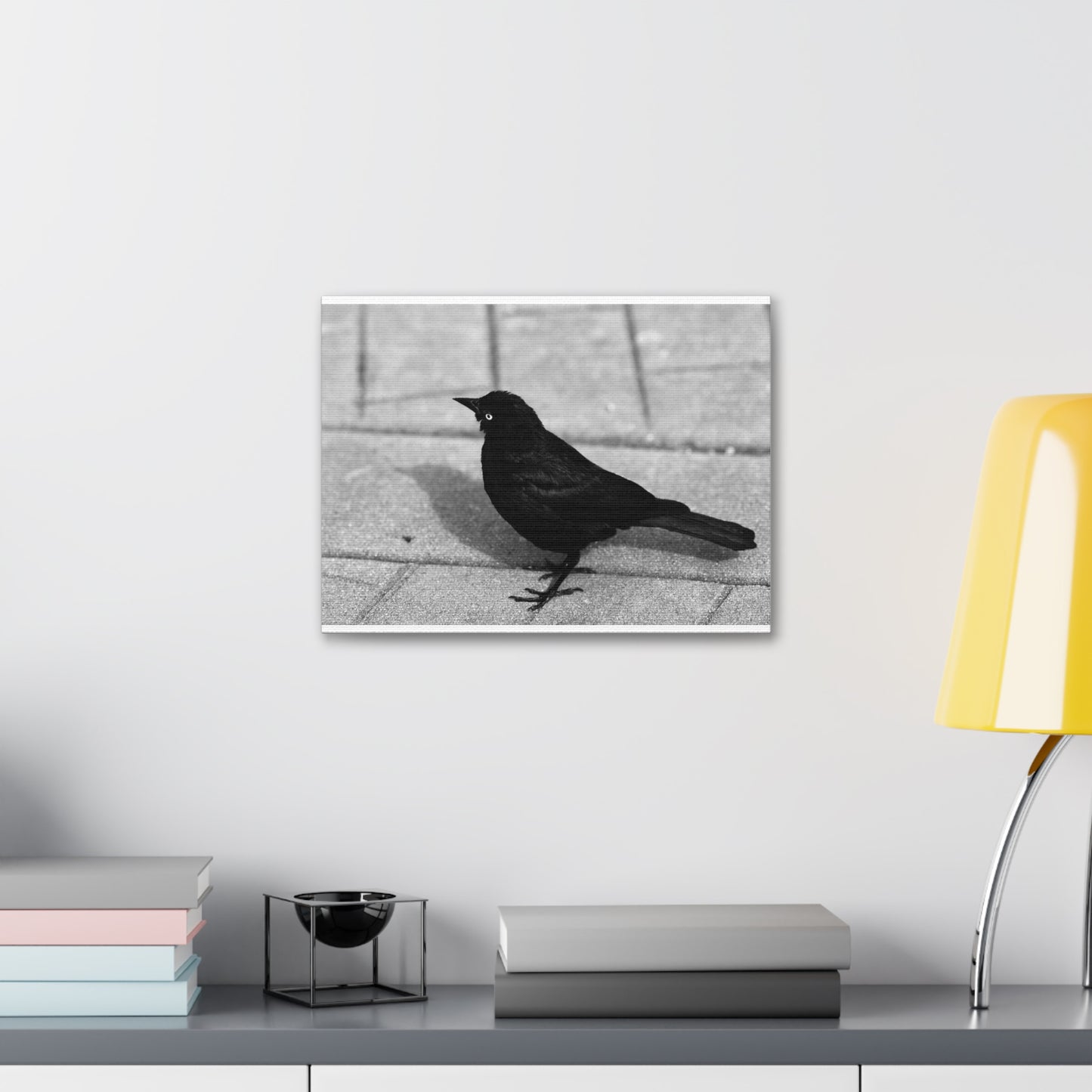 Blackbird Photo Canvas Stretched 1.5'' | Monochrome Bird Wall Art