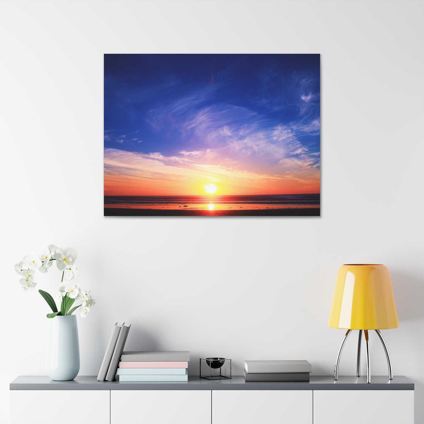 Sunset Ocean Horizon Canvas, Stretched 1.5"