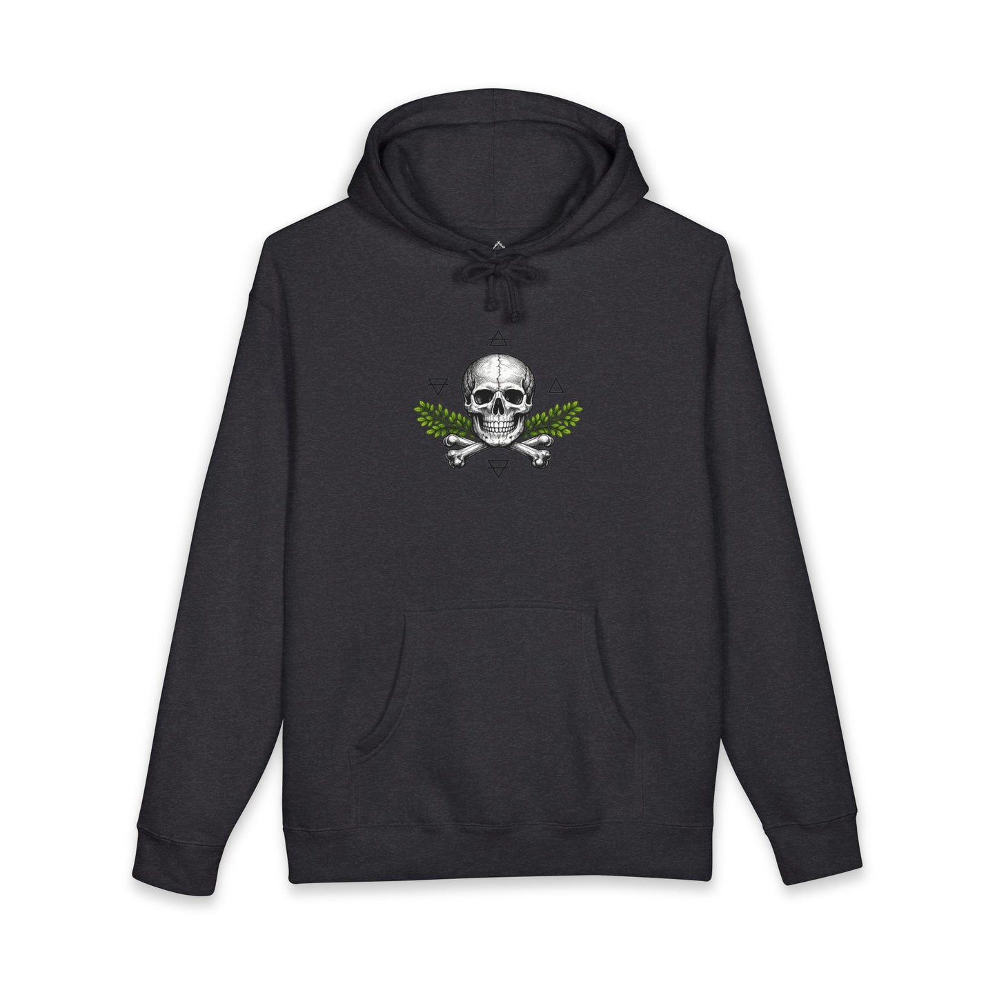 Skull & Acacia Sprig Hoodie — Gothic Skull Graphic Pullover