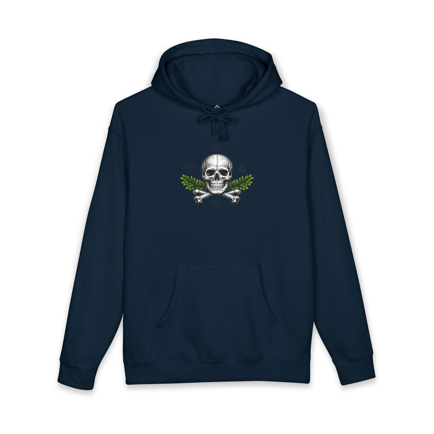 Skull & Acacia Sprig Hoodie — Gothic Skull Graphic Pullover
