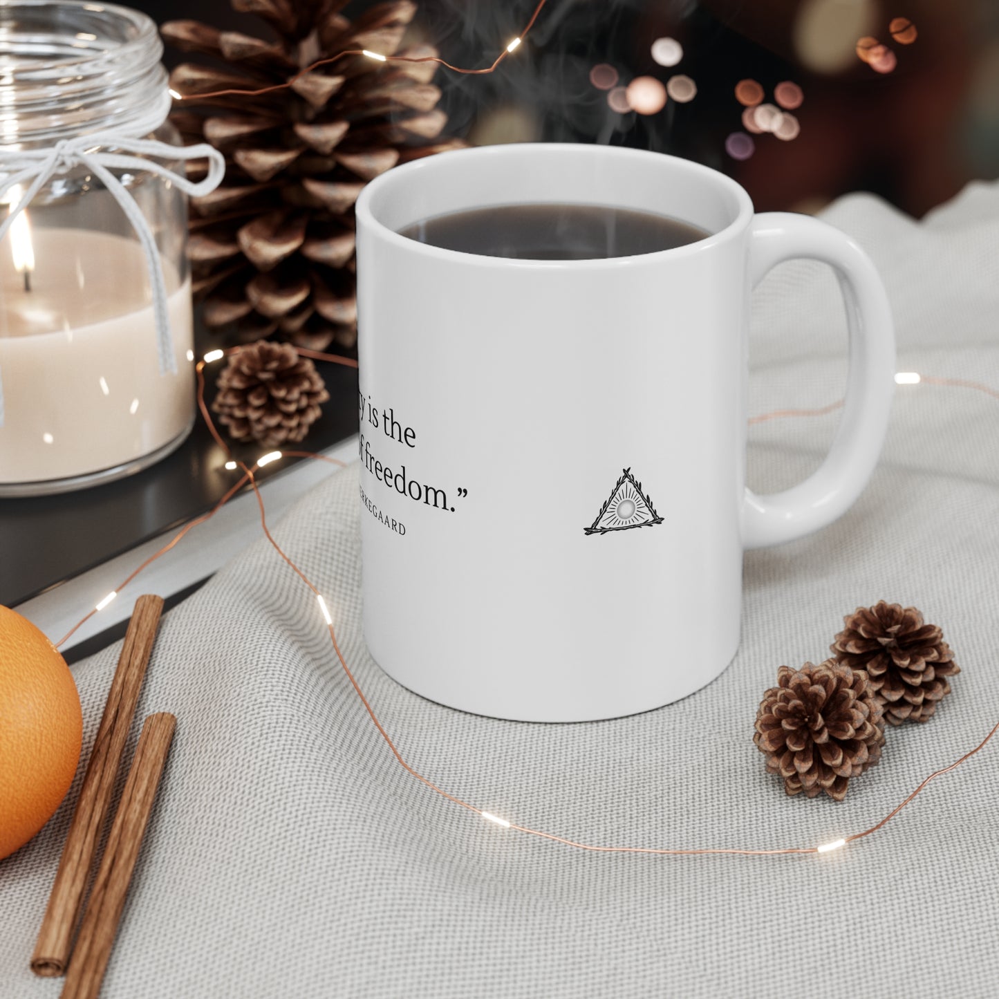 "Anxiety is the Dizziness of Freedom" Mug — Kierkegaard