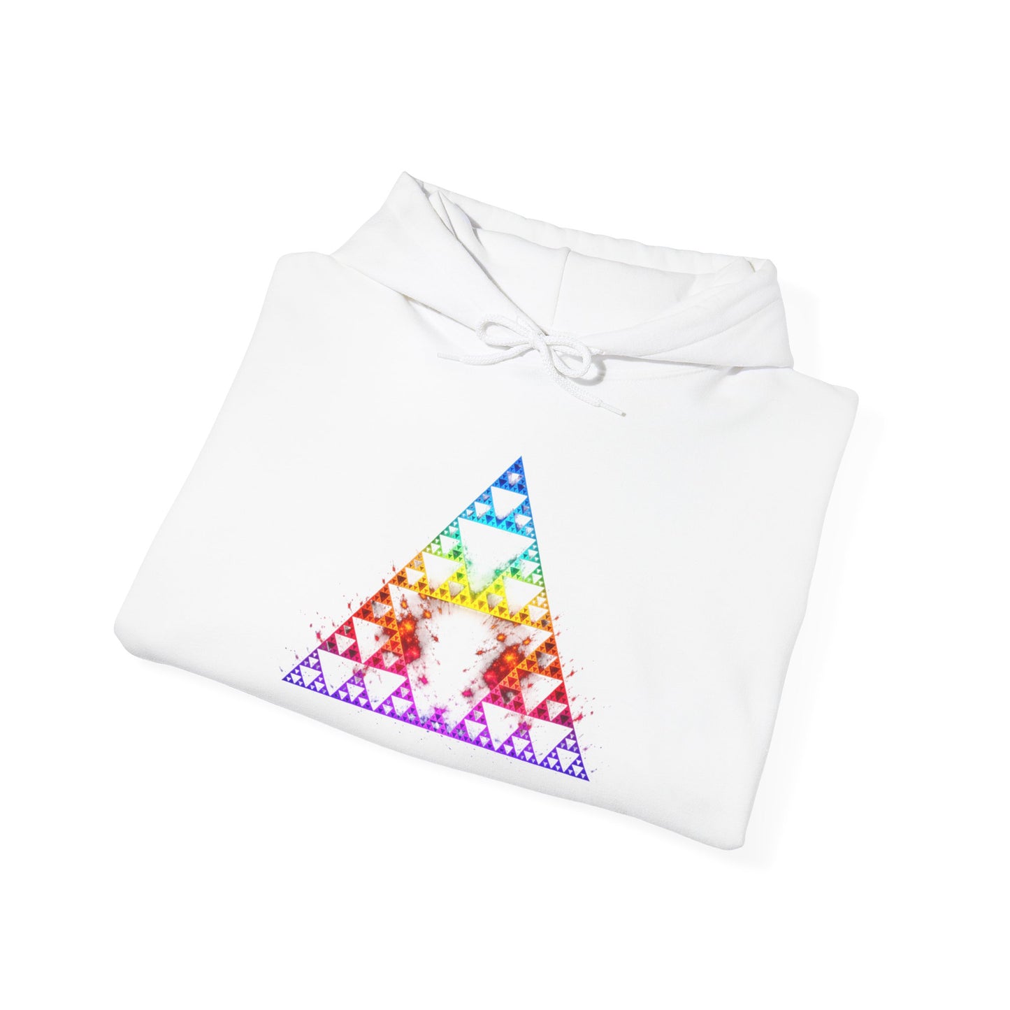 Sierpiński Fractal Hoodie — Rainbow Sacred Geometry Pullover
