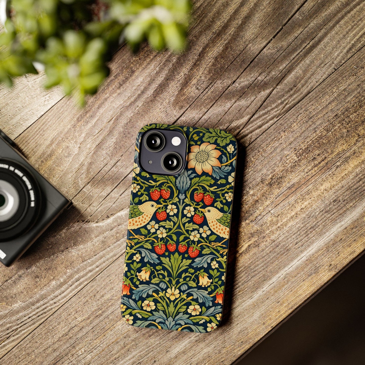 Slim Phone Case — Vintage William Morris Strawberry Thief Floral Pattern