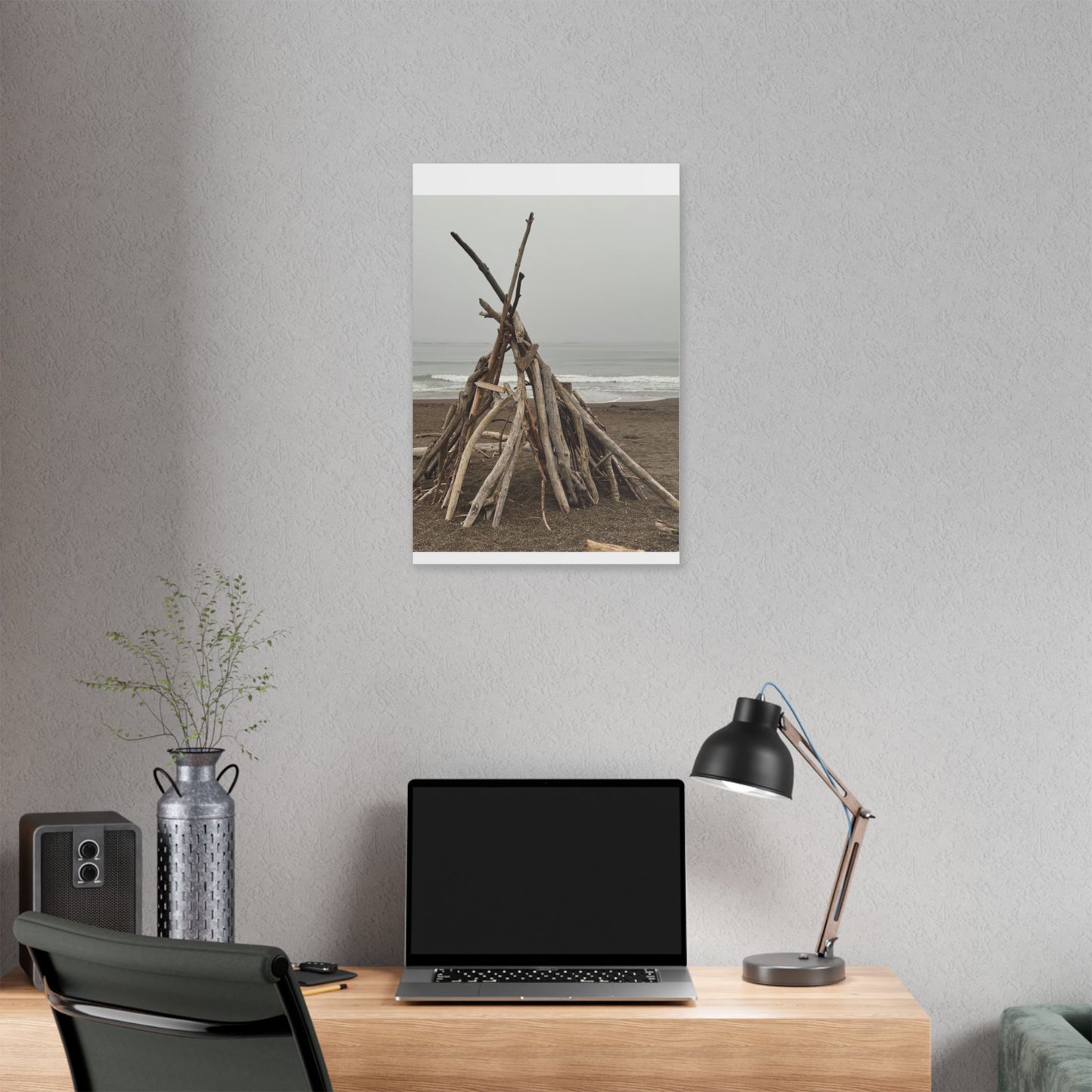 Driftwood Teepee Beach Driftwood Canvas
