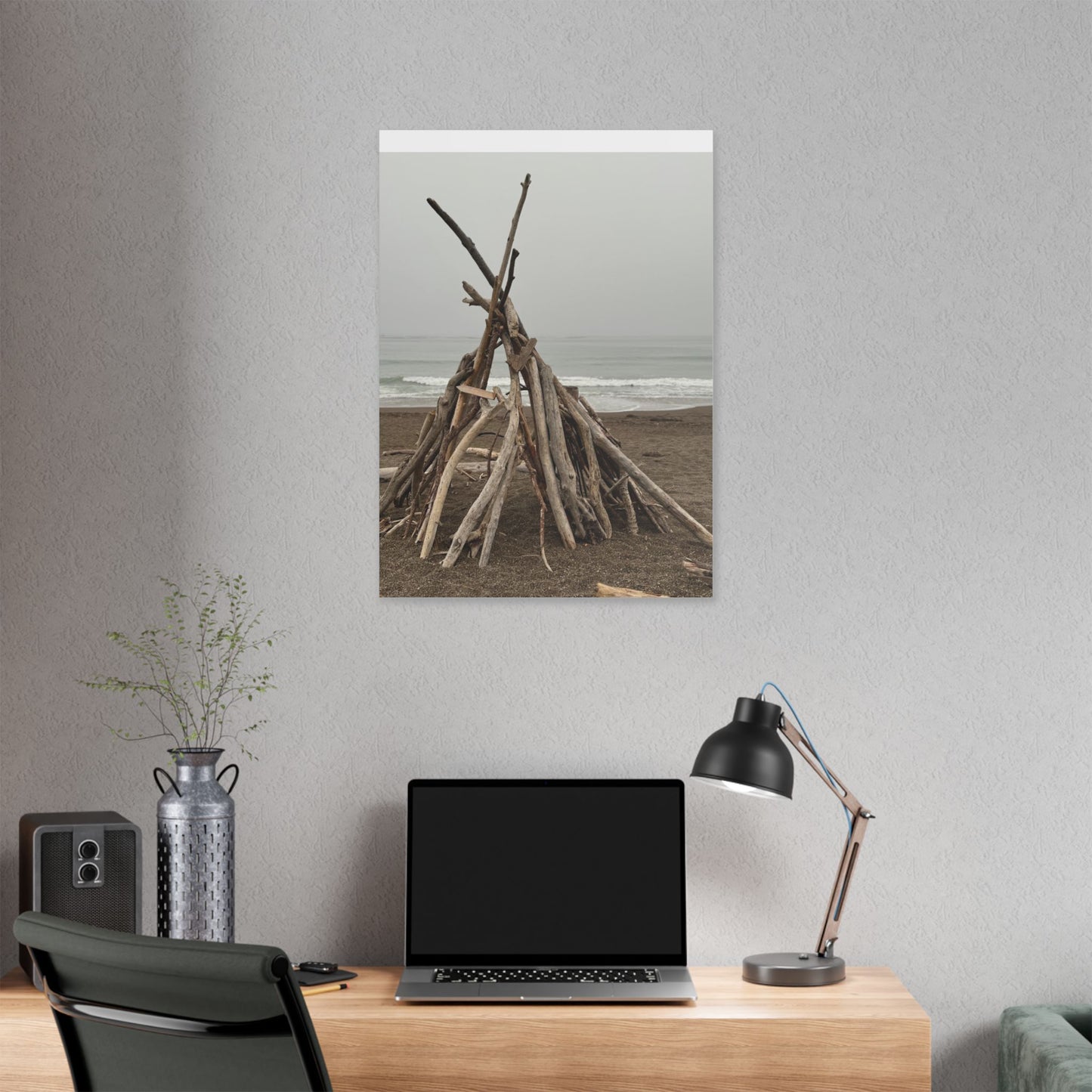 Driftwood Teepee Beach Driftwood Canvas