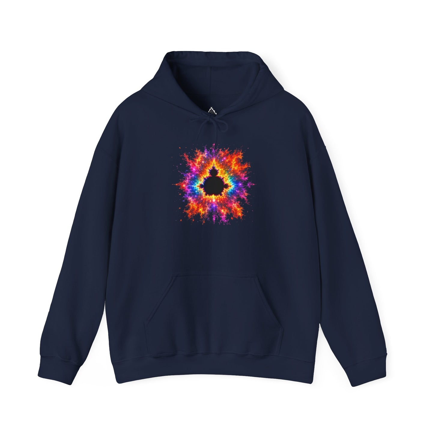 Mandelbrot Nebula Hoodie — Rainbow Fractal Explosion Pullover