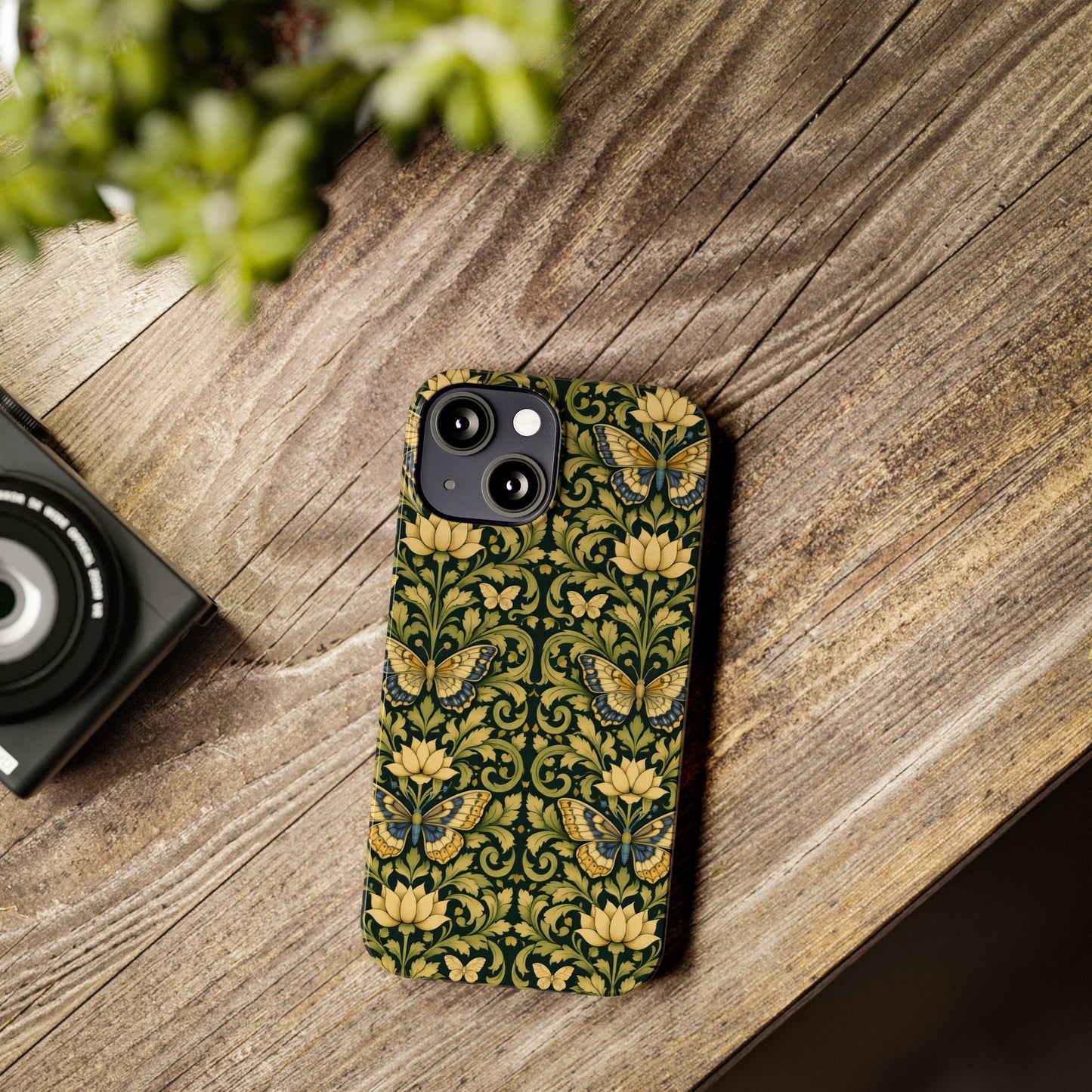 Victorian Butterfly Slim Phone Case — Vintage Floral Pattern