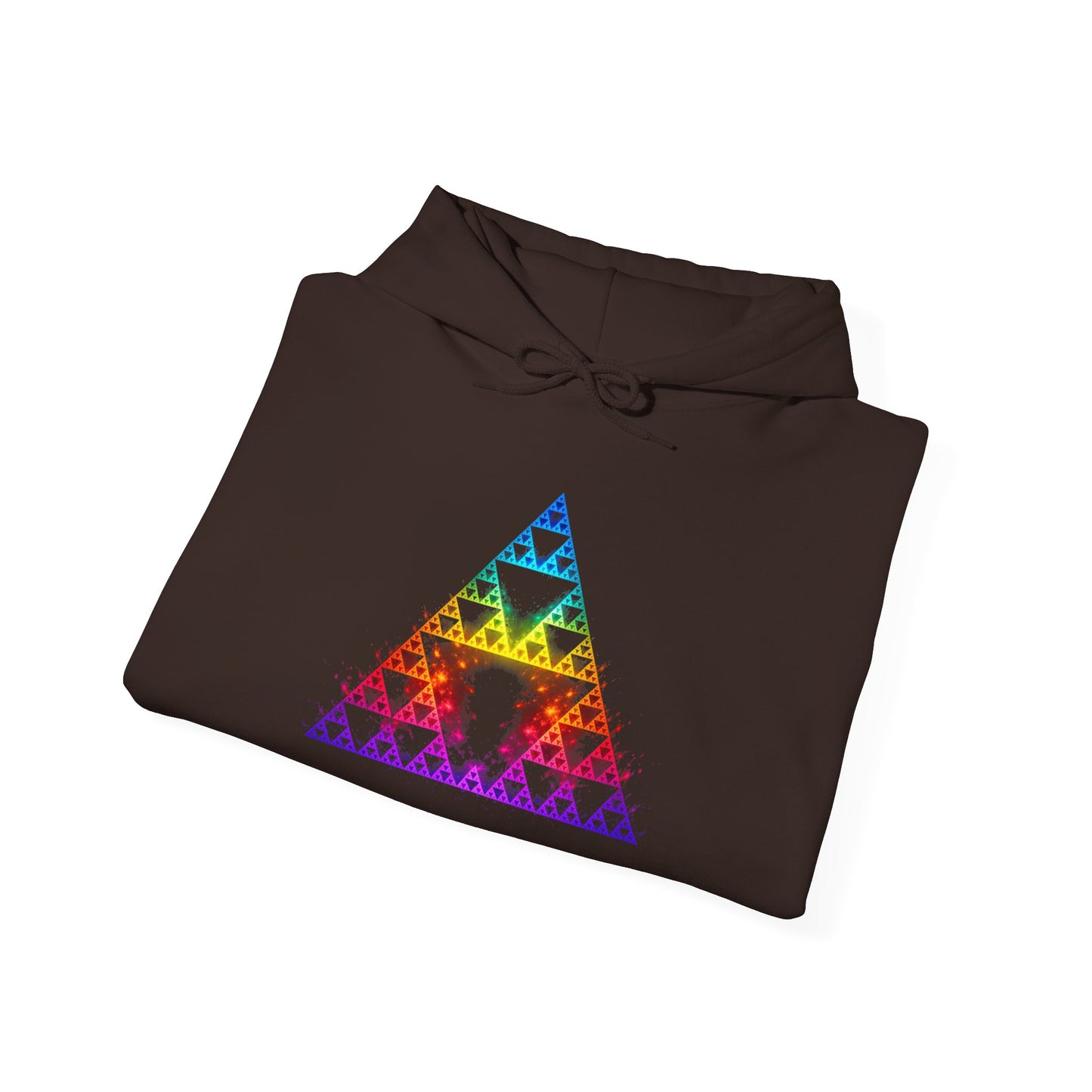 Sierpiński Fractal Hoodie — Rainbow Sacred Geometry Pullover