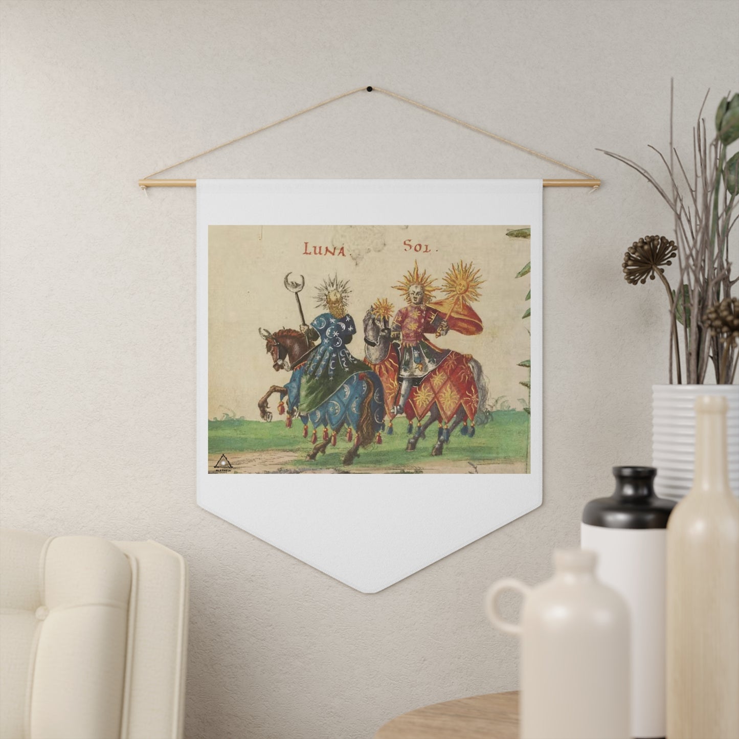 Vintage Luna & Sol Pennant — Celestial Sun and Moon Wall Banner