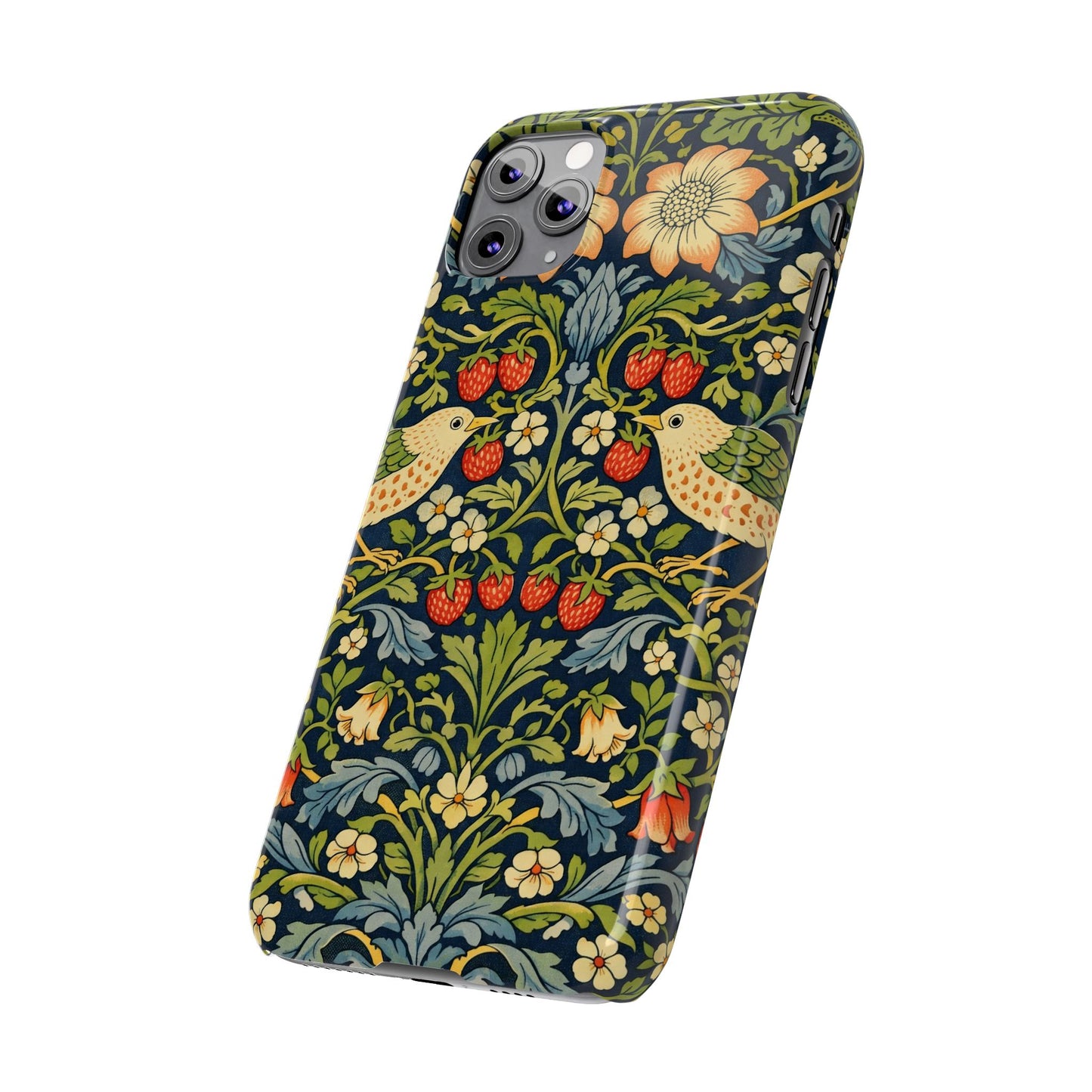 Slim Phone Case — Vintage William Morris Strawberry Thief Floral Pattern
