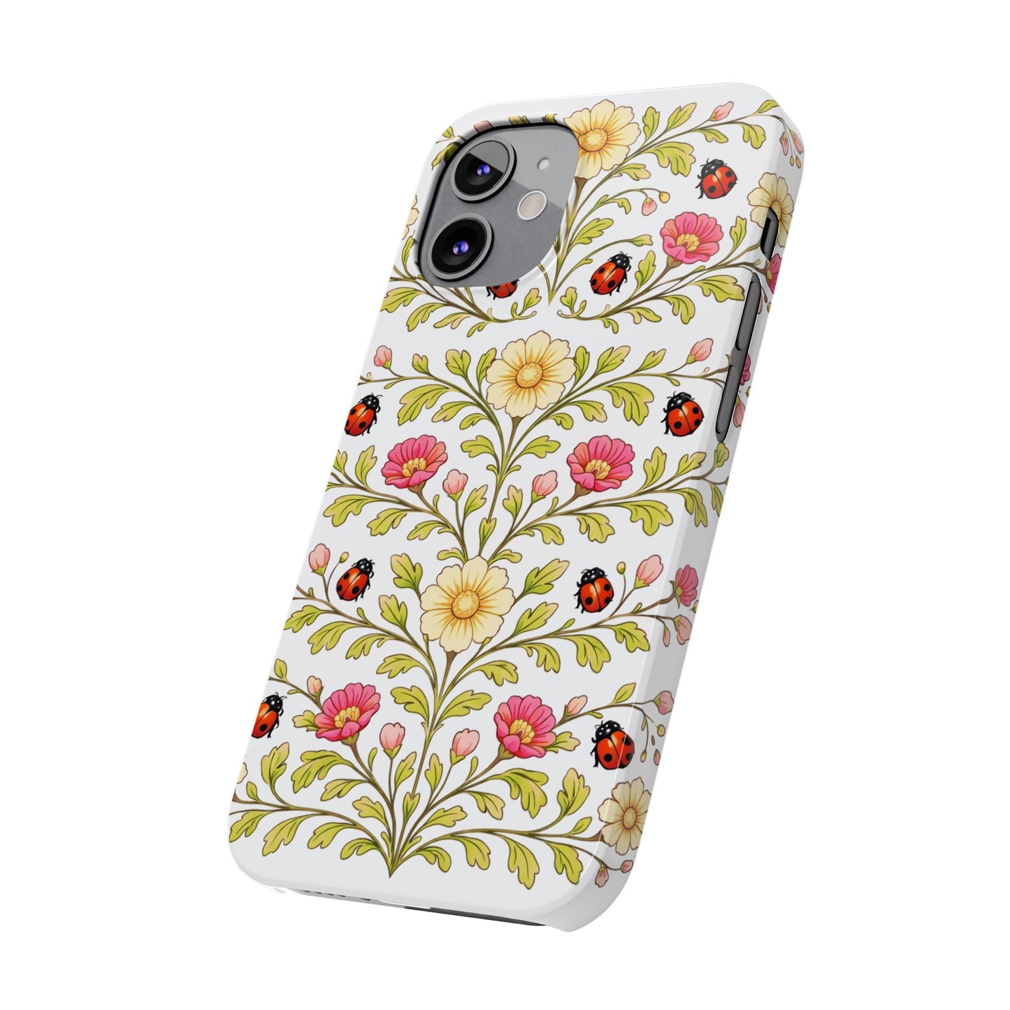 Floral Ladybug Slim Phone Case — Vintage Garden Pattern