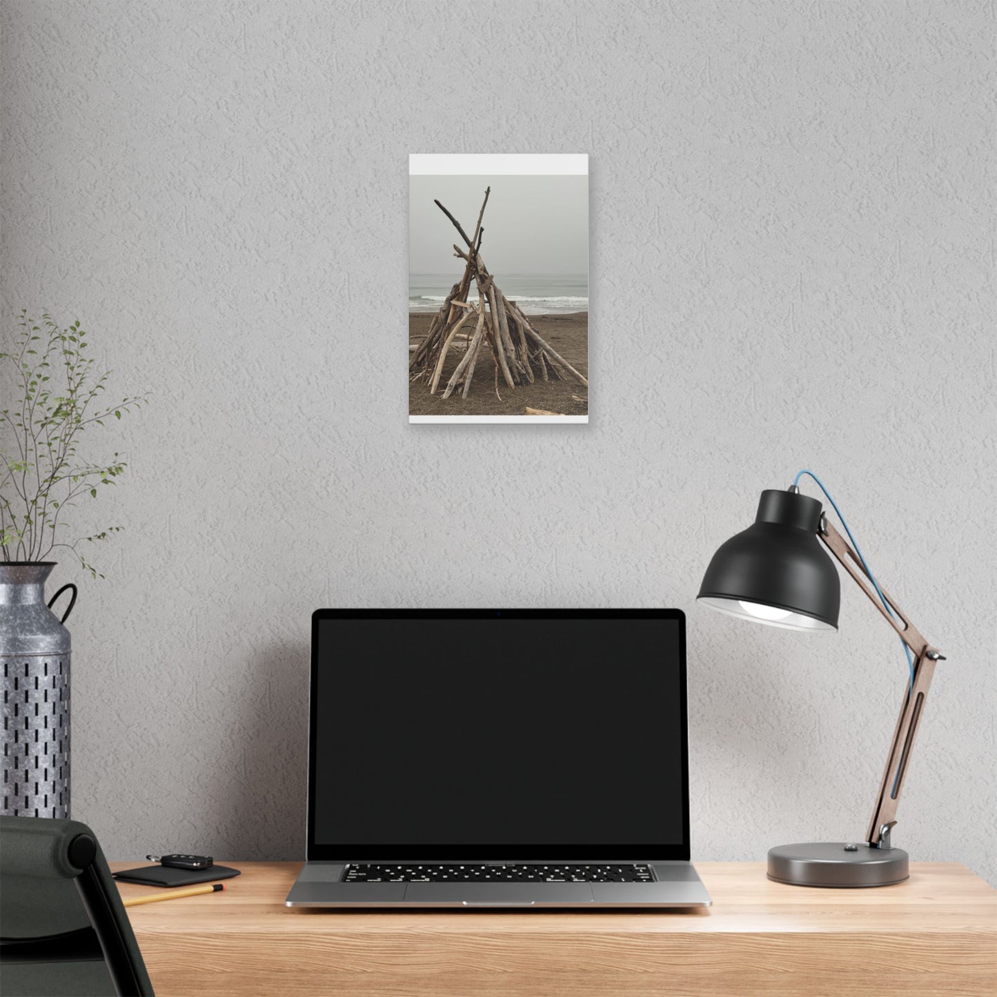 Driftwood Teepee Beach Driftwood Canvas