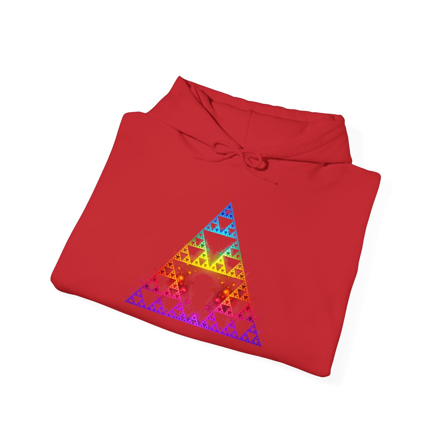 Sierpiński Fractal Hoodie — Rainbow Sacred Geometry Pullover