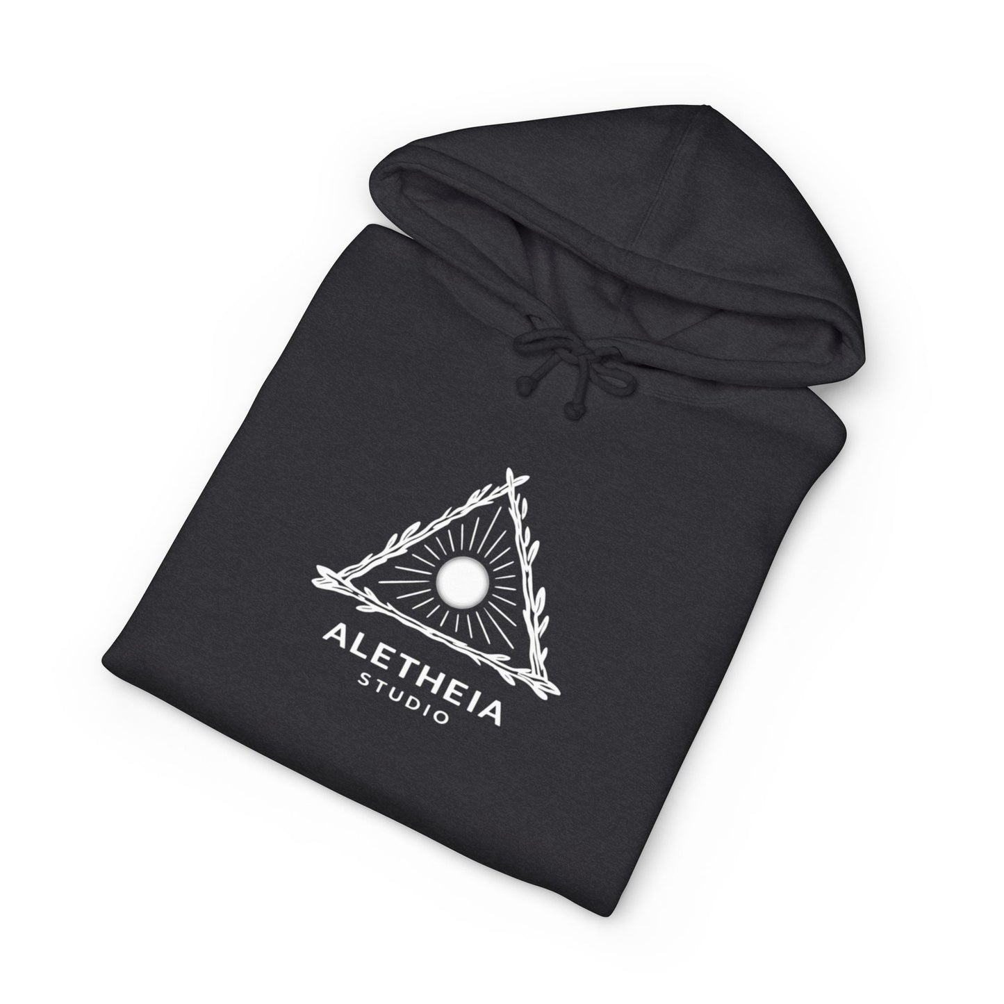 Minimalist Triangle Logo Hoodie — White Casual Streetwear