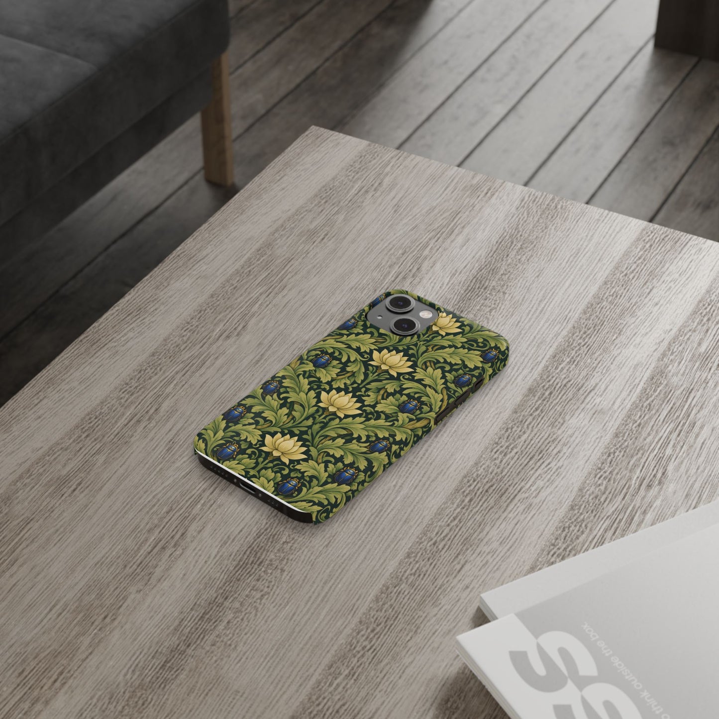 Vintage William Morris Green Lotus & Beetle Slim Phone Case