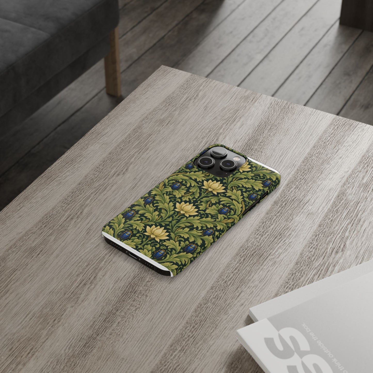Vintage William Morris Green Lotus & Beetle Slim Phone Case