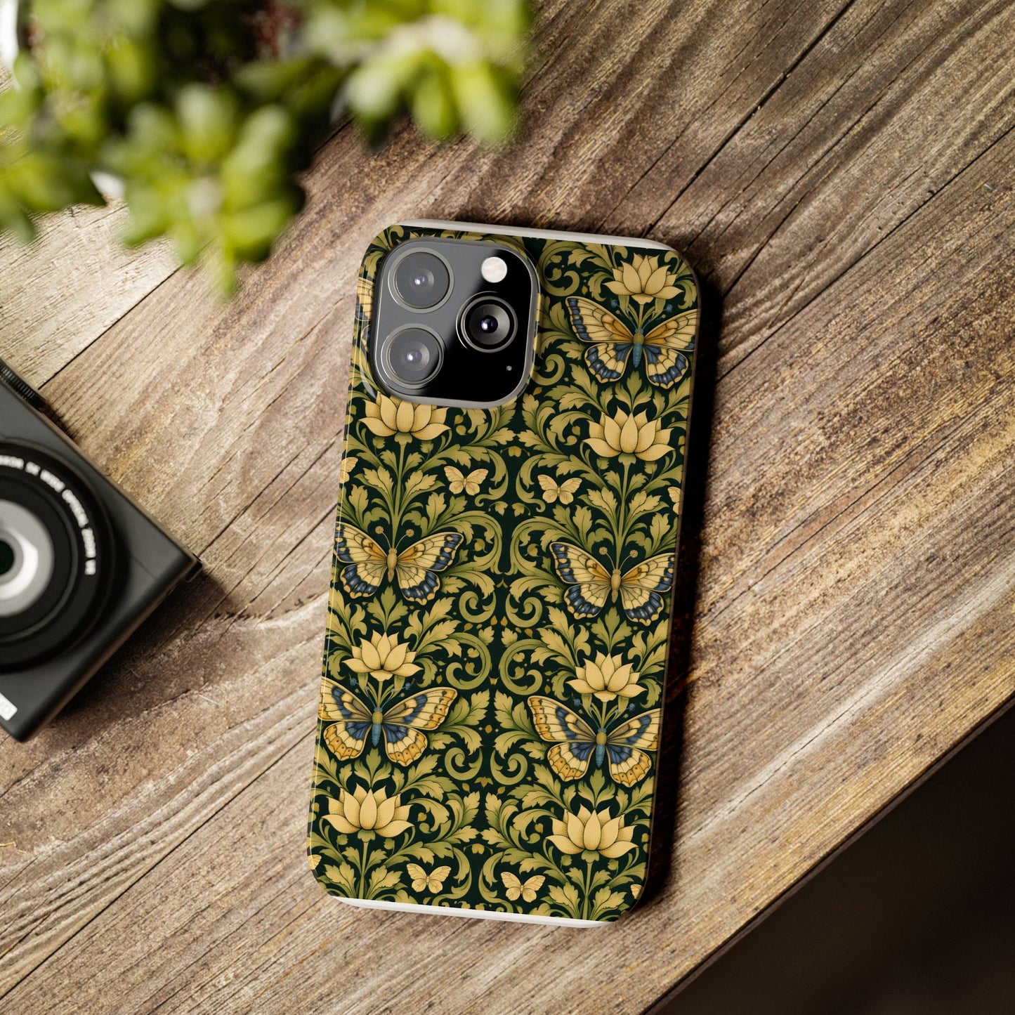 Victorian Butterfly Slim Phone Case — Vintage Floral Pattern