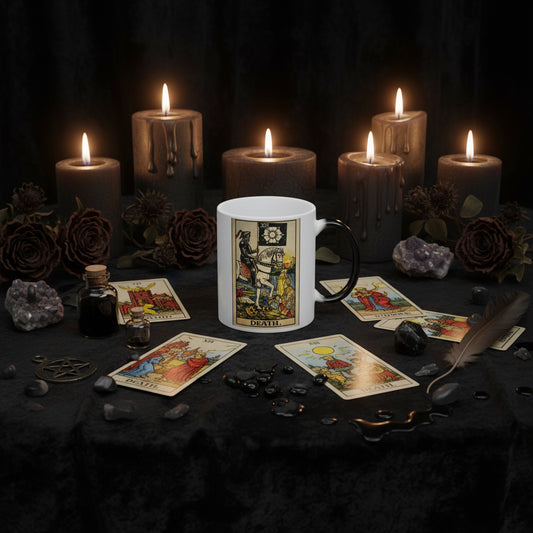 Color‑Morph Tarot Mug — Vintage Strength Card Magic Heat‑Reveal Coffee Cup