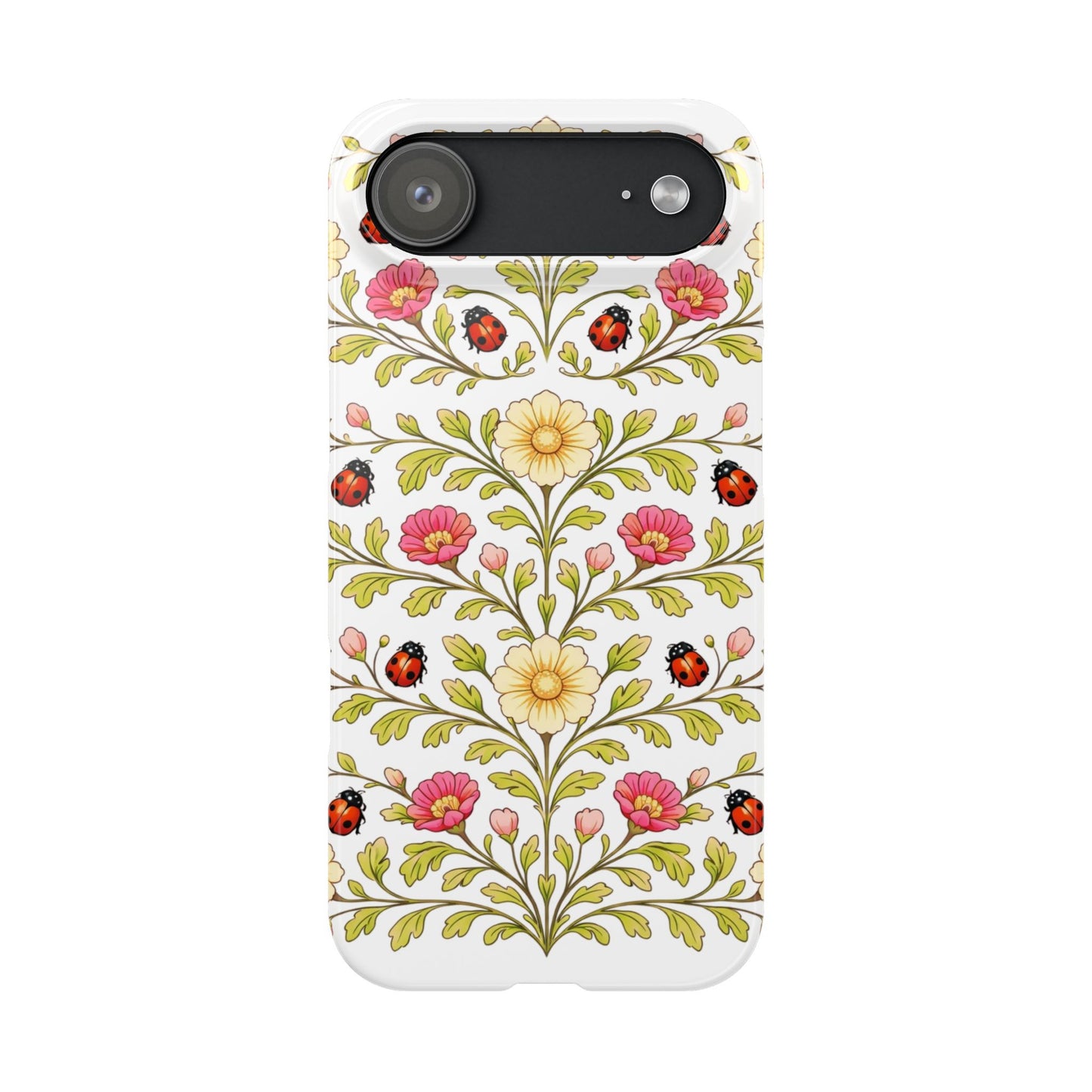 Floral Ladybug Slim Phone Case — Vintage Garden Pattern