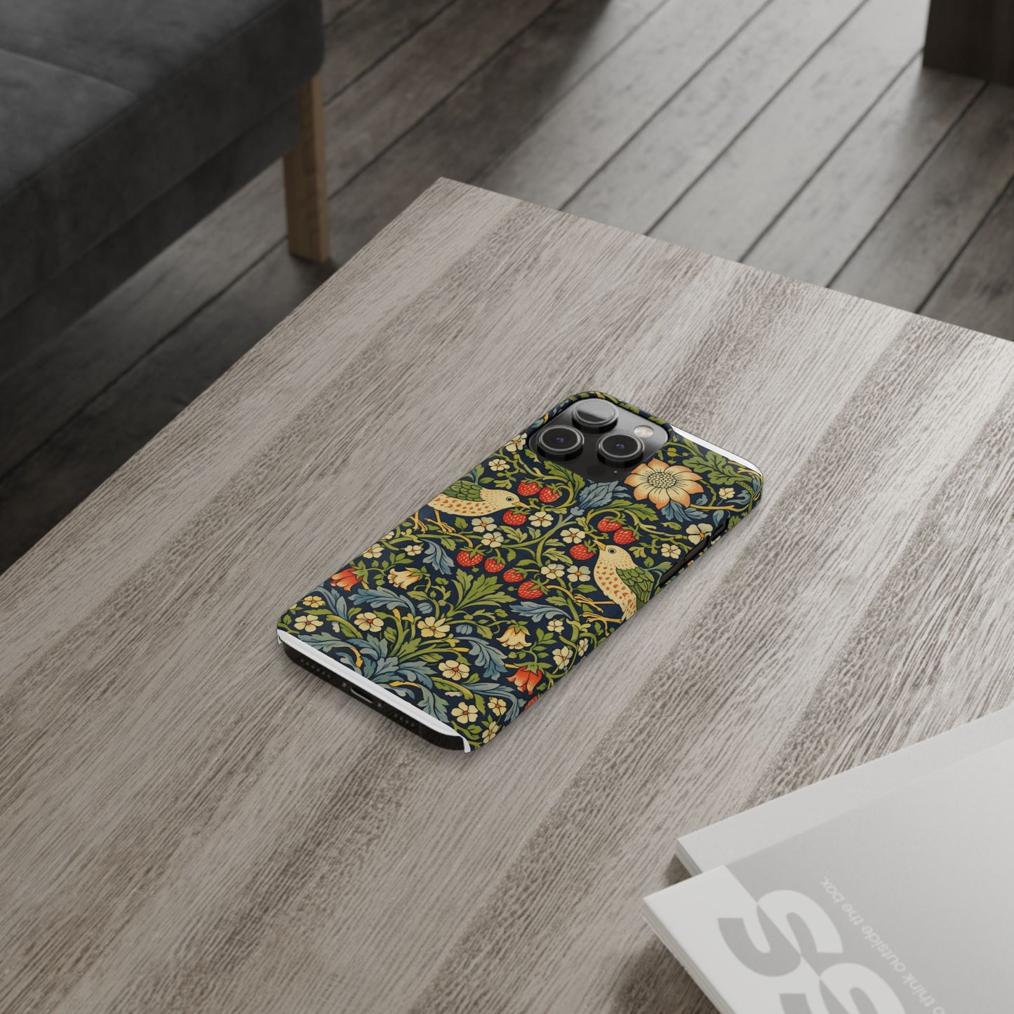 Slim Phone Case — Vintage William Morris Strawberry Thief Floral Pattern