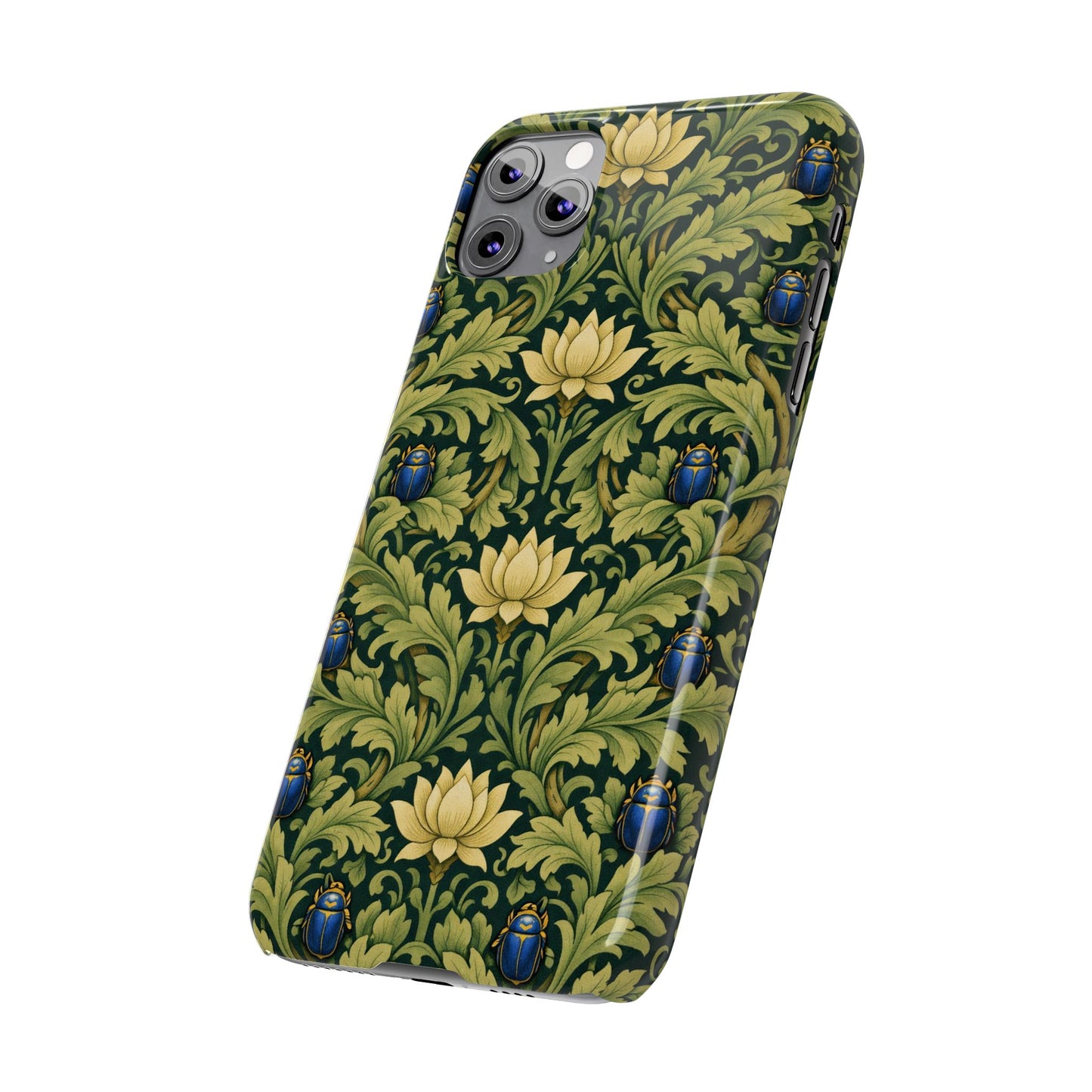 Vintage William Morris Green Lotus & Beetle Slim Phone Case