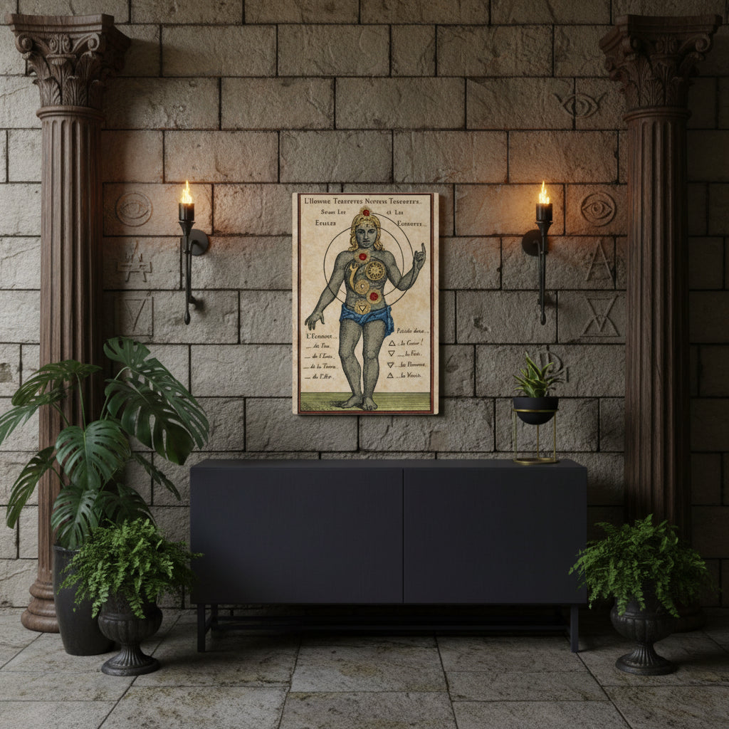 Elements Metal Art Sign — Vintage Alchemy Human Elements Wall Plaque