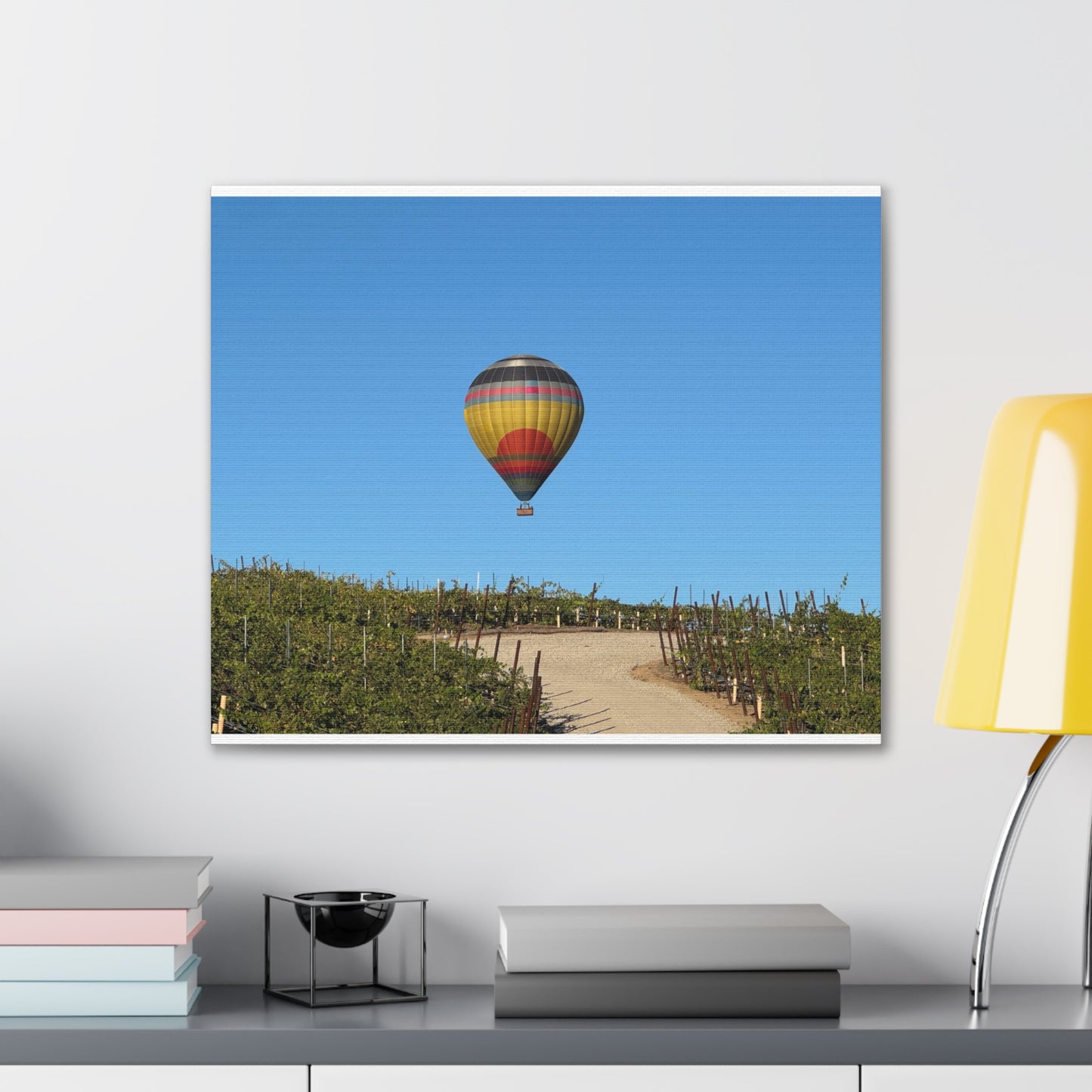 Hot Air Balloon Over Vineyard Canvas