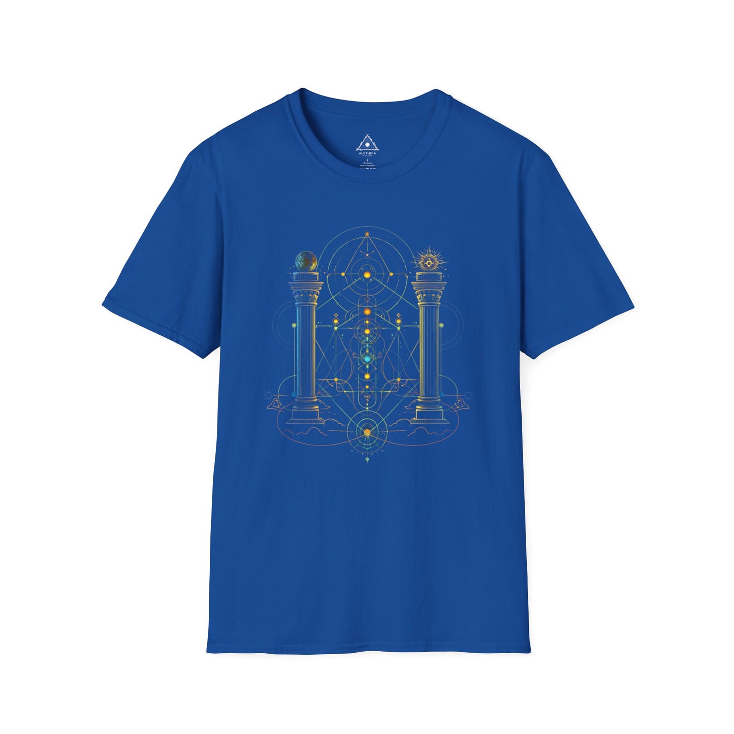 Mystic Pillars Geometry T-Shirt — Celestial Alchemy Graphic Tee