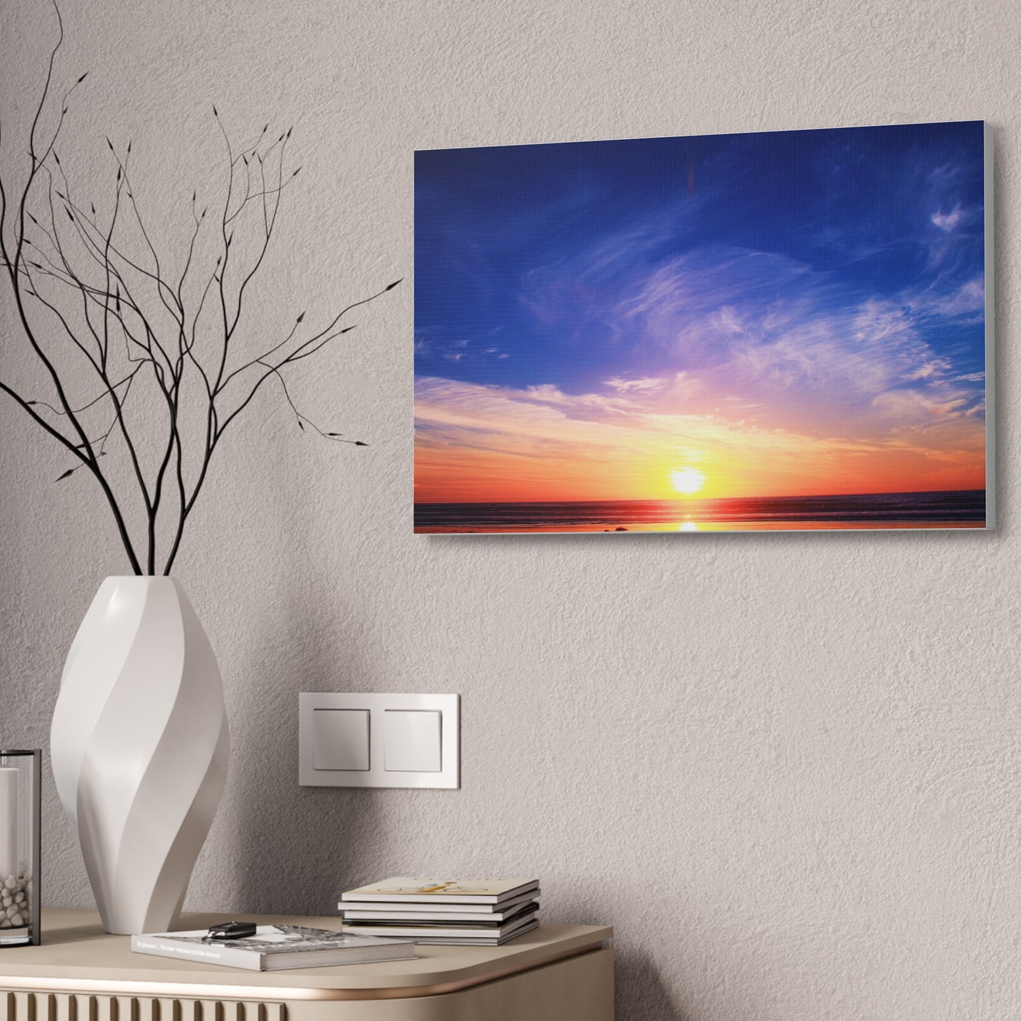 Sunset Ocean Horizon Canvas, Stretched 1.5"