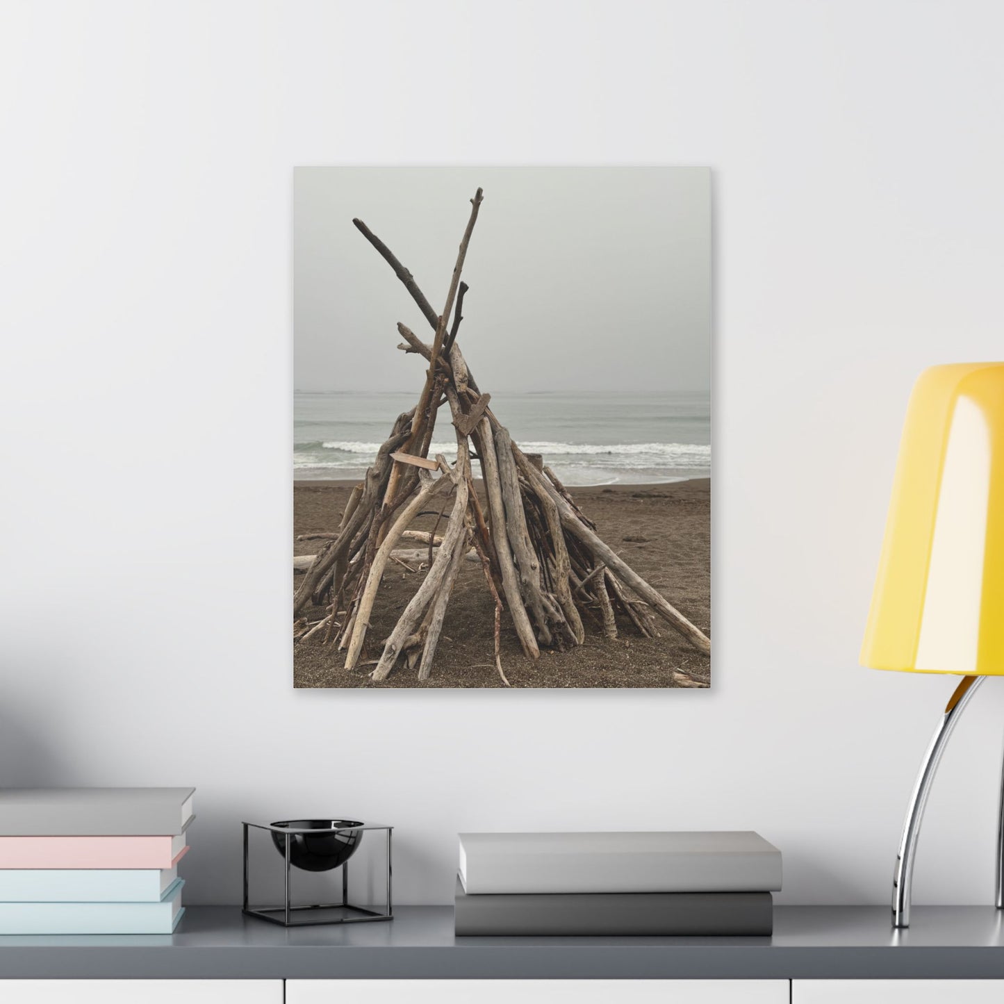 Driftwood Teepee Beach Driftwood Canvas