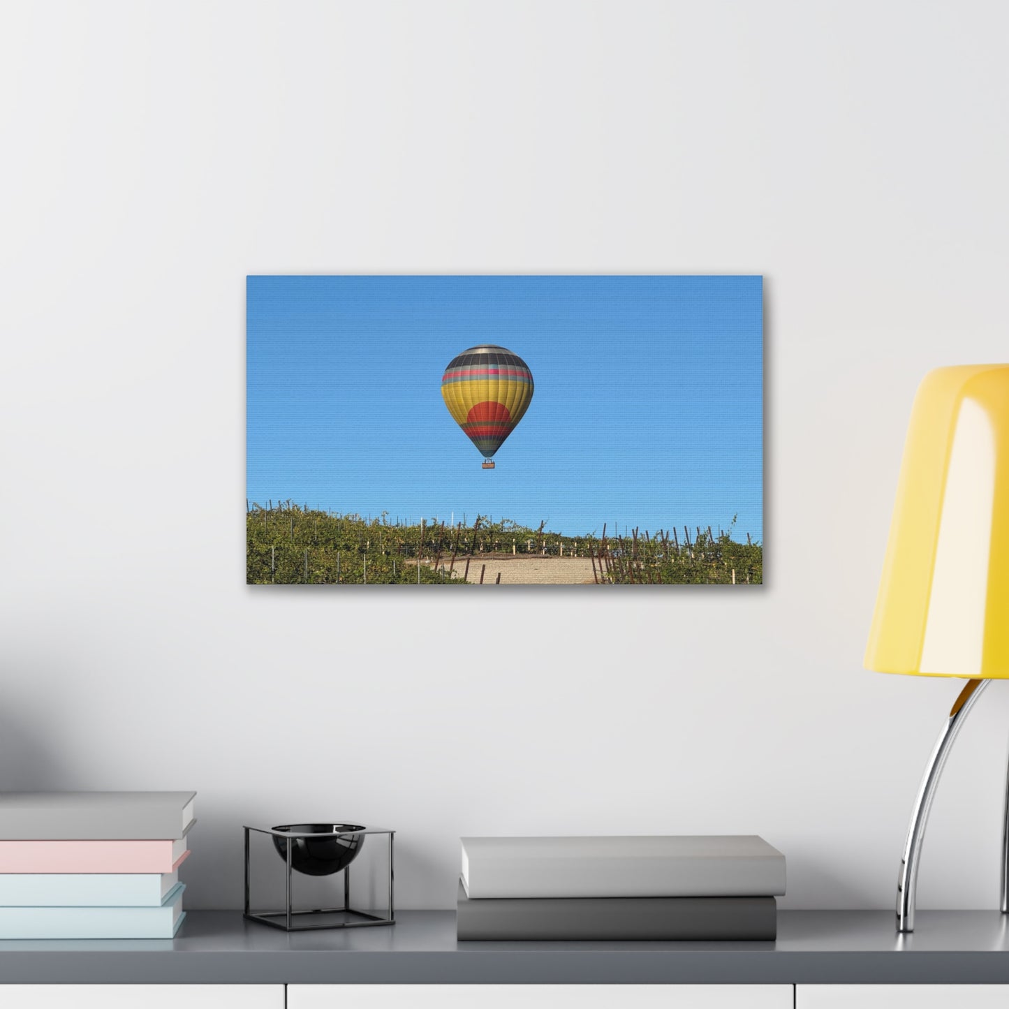 Hot Air Balloon Over Vineyard Canvas