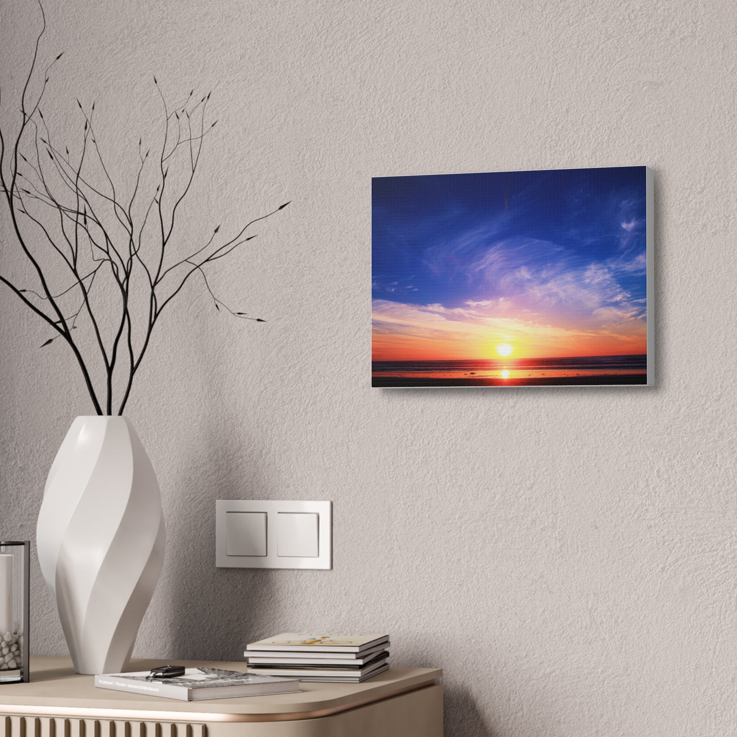 Sunset Ocean Horizon Canvas, Stretched 1.5"