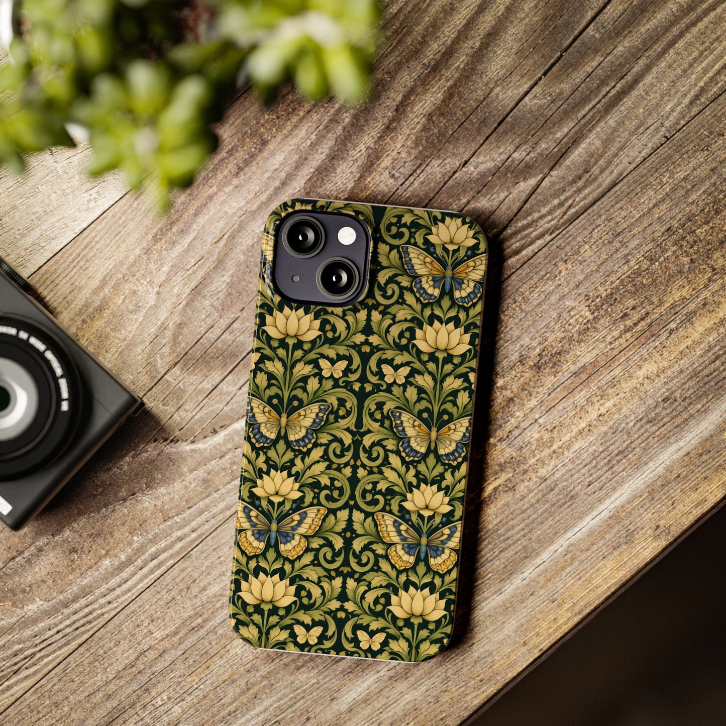 Victorian Butterfly Slim Phone Case — Vintage Floral Pattern