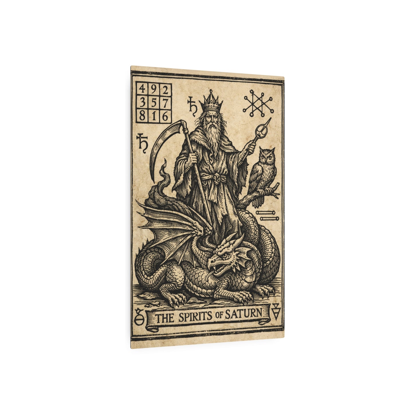 Saturn Spirits Metal Art Sign — Illustration Wall Plaque