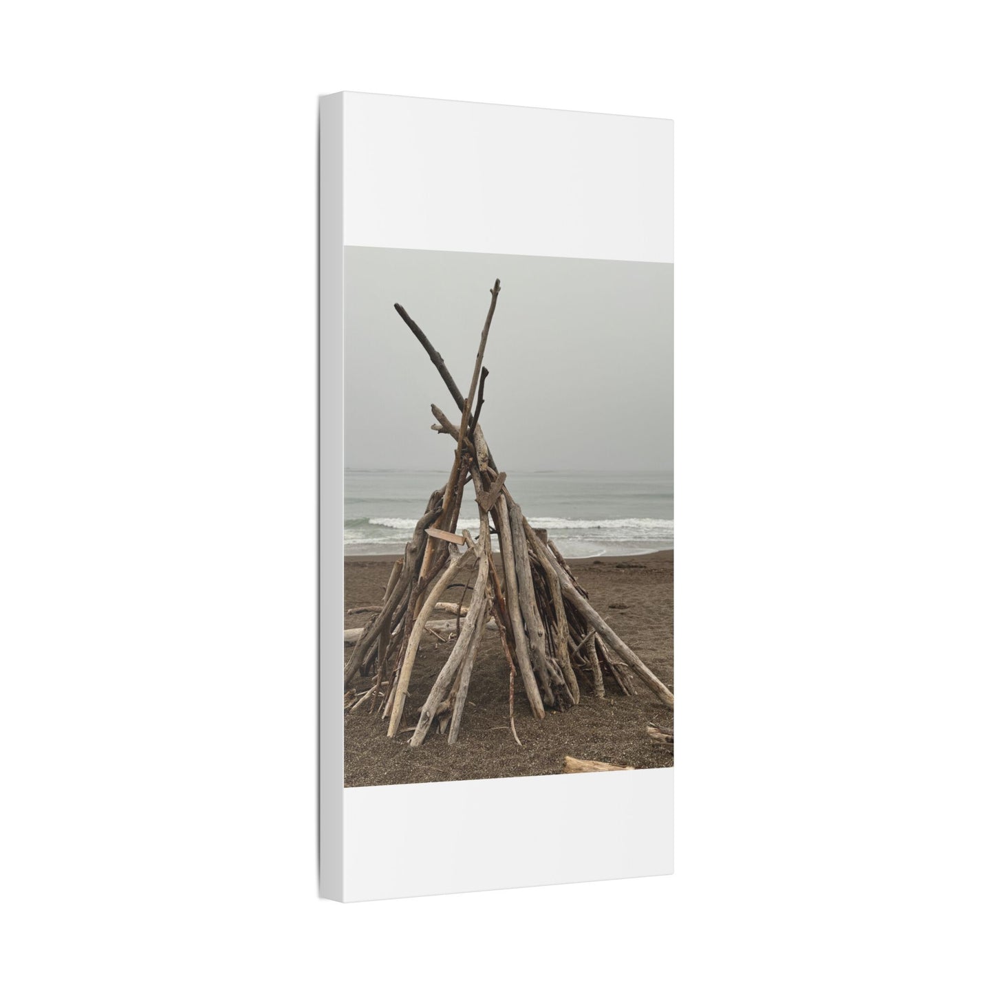 Driftwood Teepee Beach Driftwood Canvas
