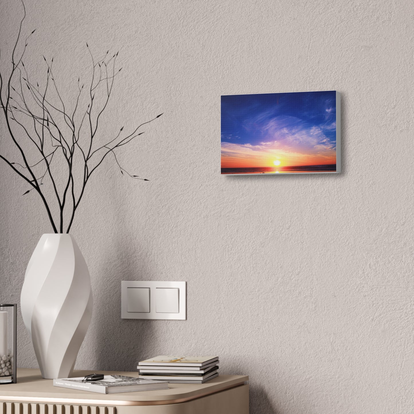 Sunset Ocean Horizon Canvas, Stretched 1.5"