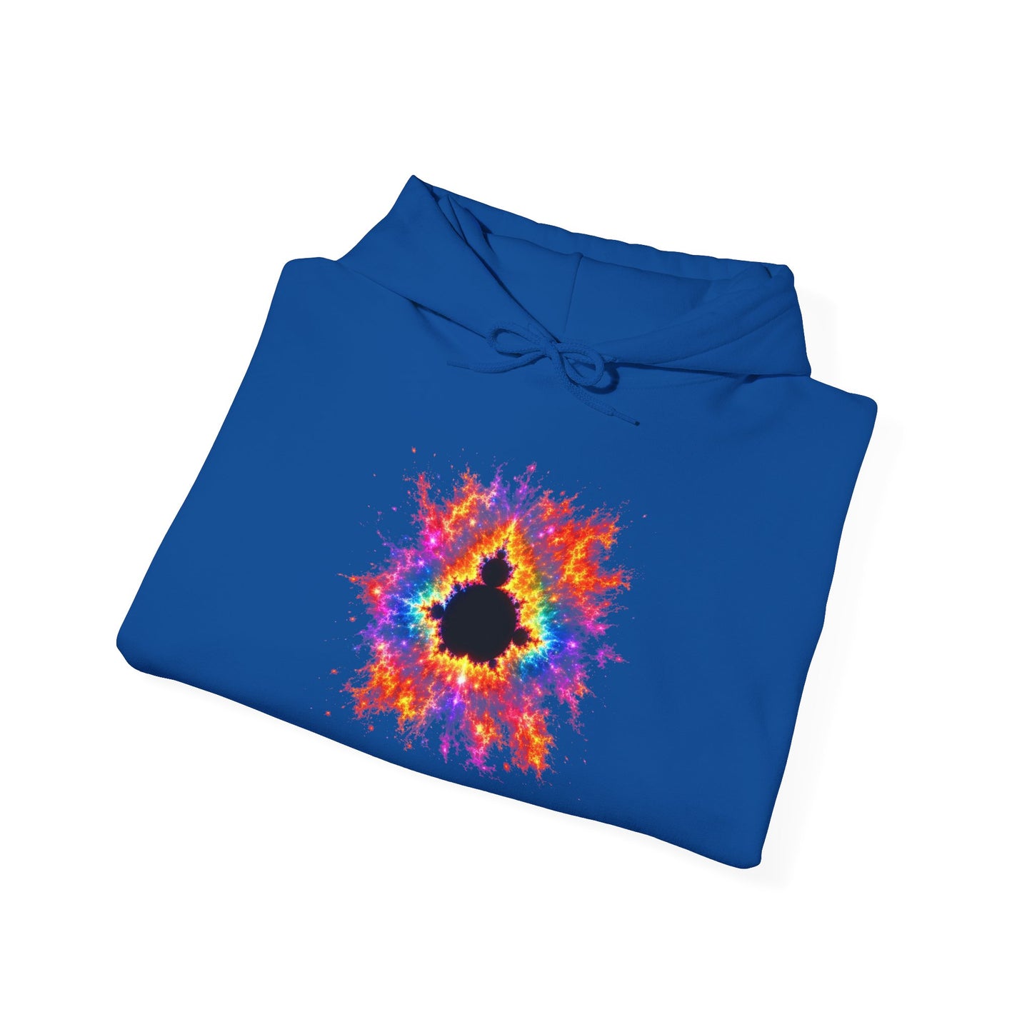 Mandelbrot Nebula Hoodie — Rainbow Fractal Explosion Pullover