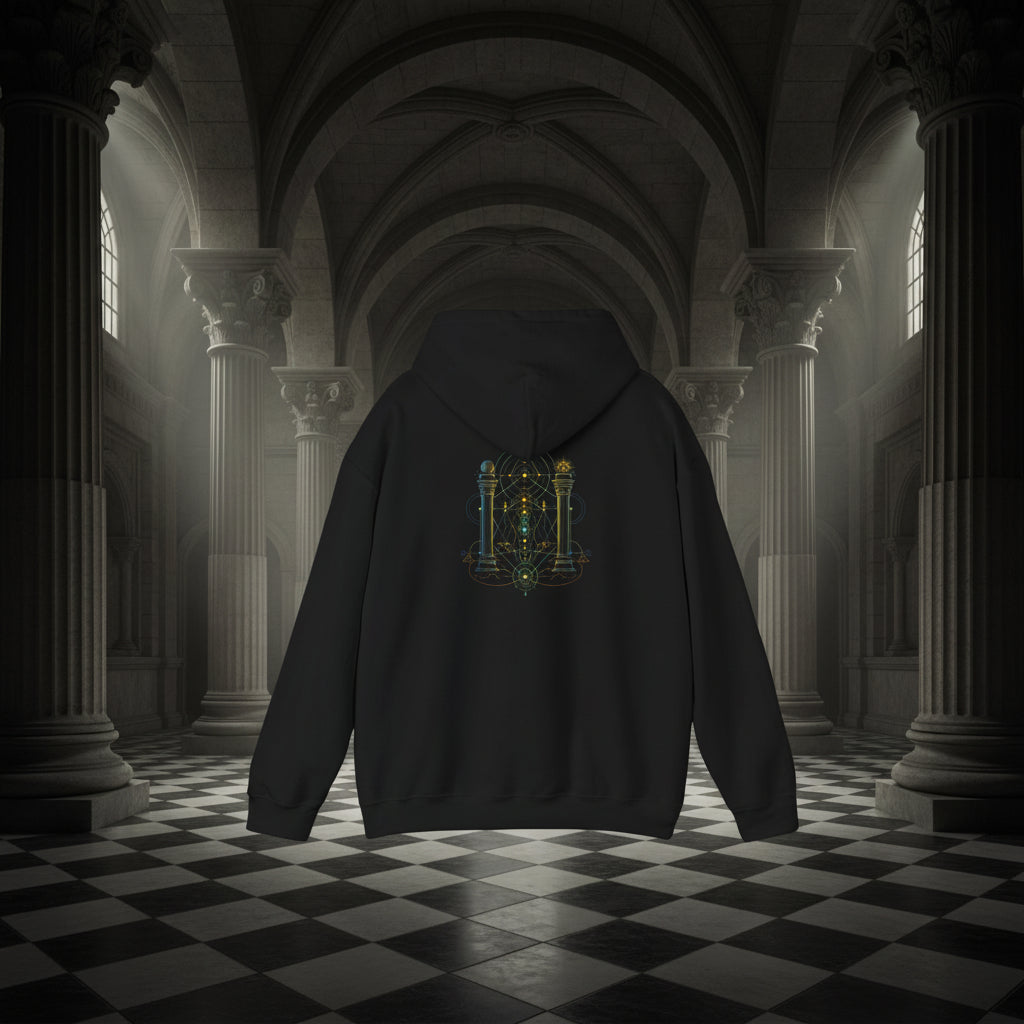 Mystic Gateway Hoodie — Geometric Portal Spiritual Hooded Sweatshirt