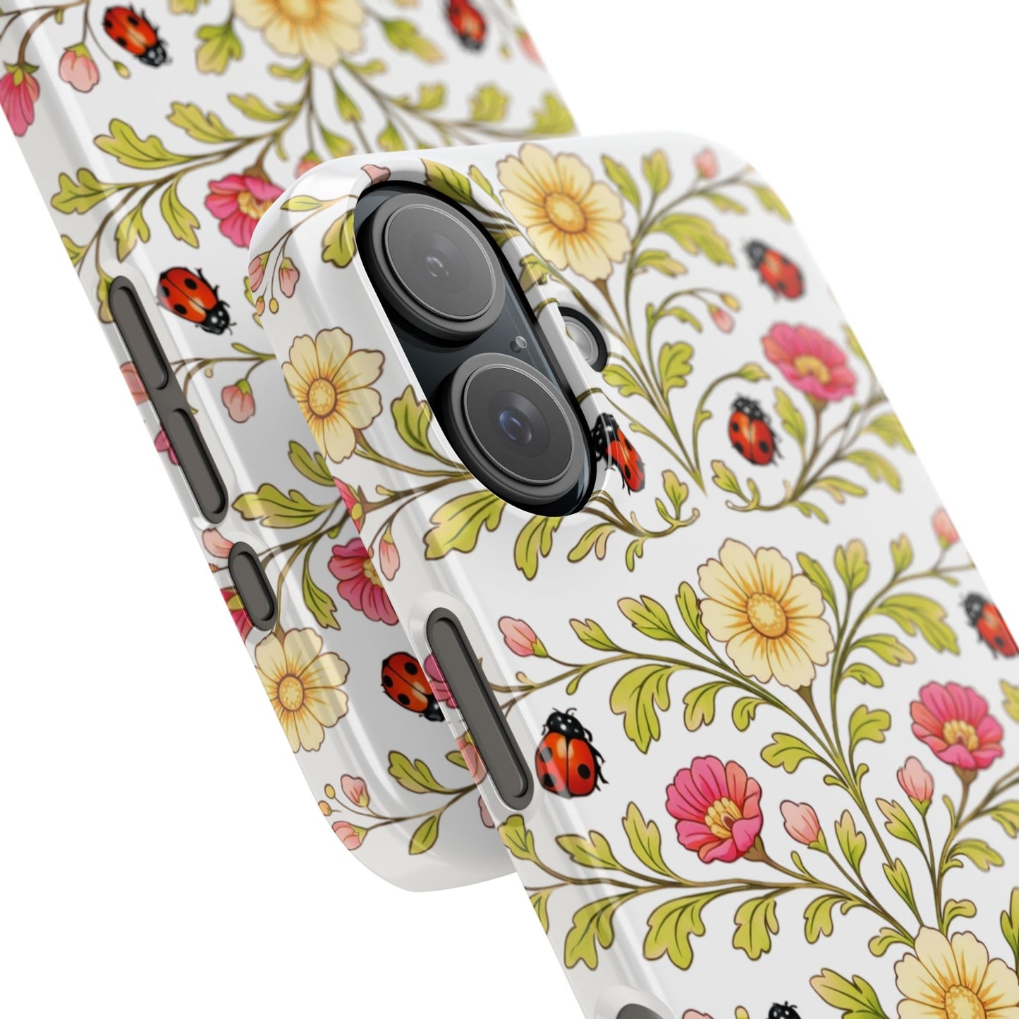 Floral Ladybug Slim Phone Case — Vintage Garden Pattern