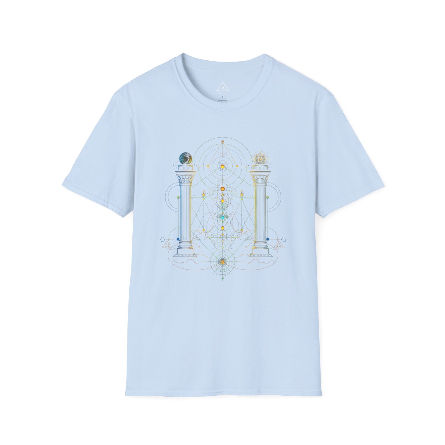 Mystic Pillars Geometry T-Shirt — Celestial Alchemy Graphic Tee